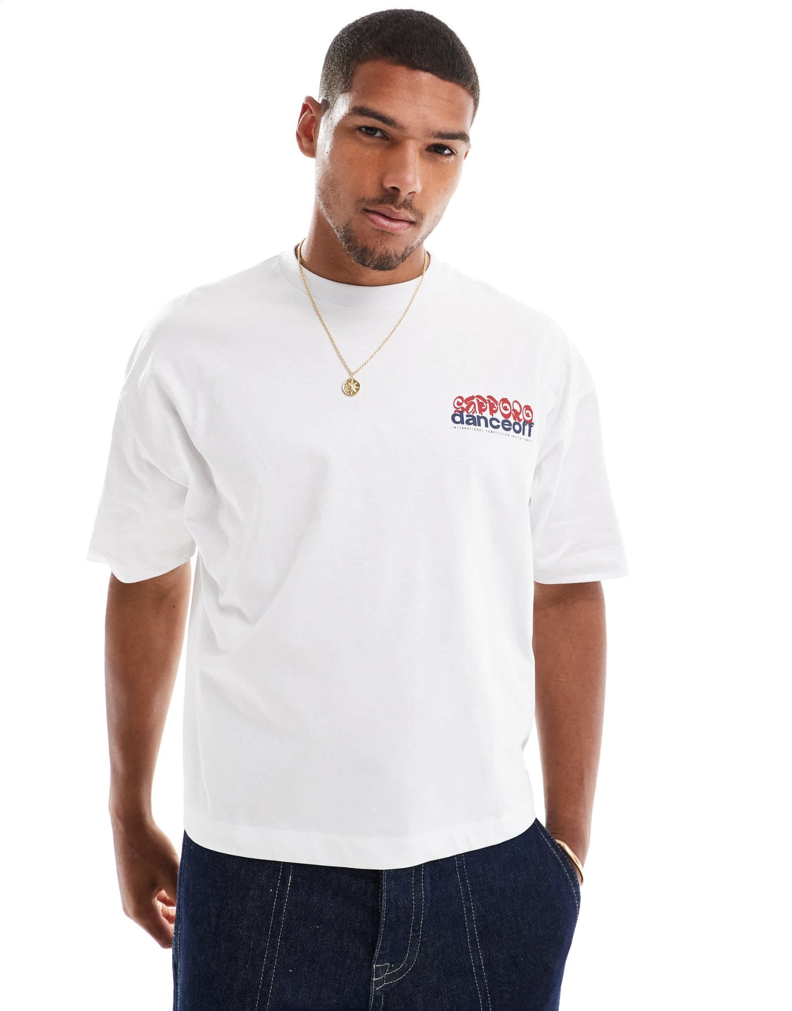 ASOS DESIGN oversized boxy short sleeve t-shirt with graphics in white - ASOS Sample Sale EU Store
