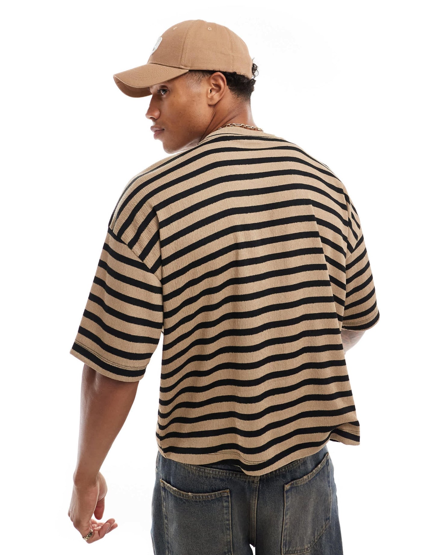 ASOS DESIGN oversized boxy t-shirt with textured stripe in neutral - ASOS Sample Sale EU Store