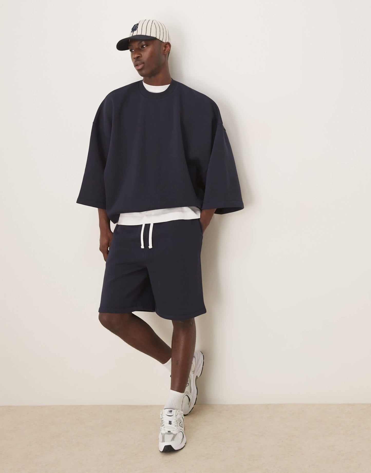 ASOS DESIGN oversized co - ord short in navy - ASOS Sample Sale EU Store