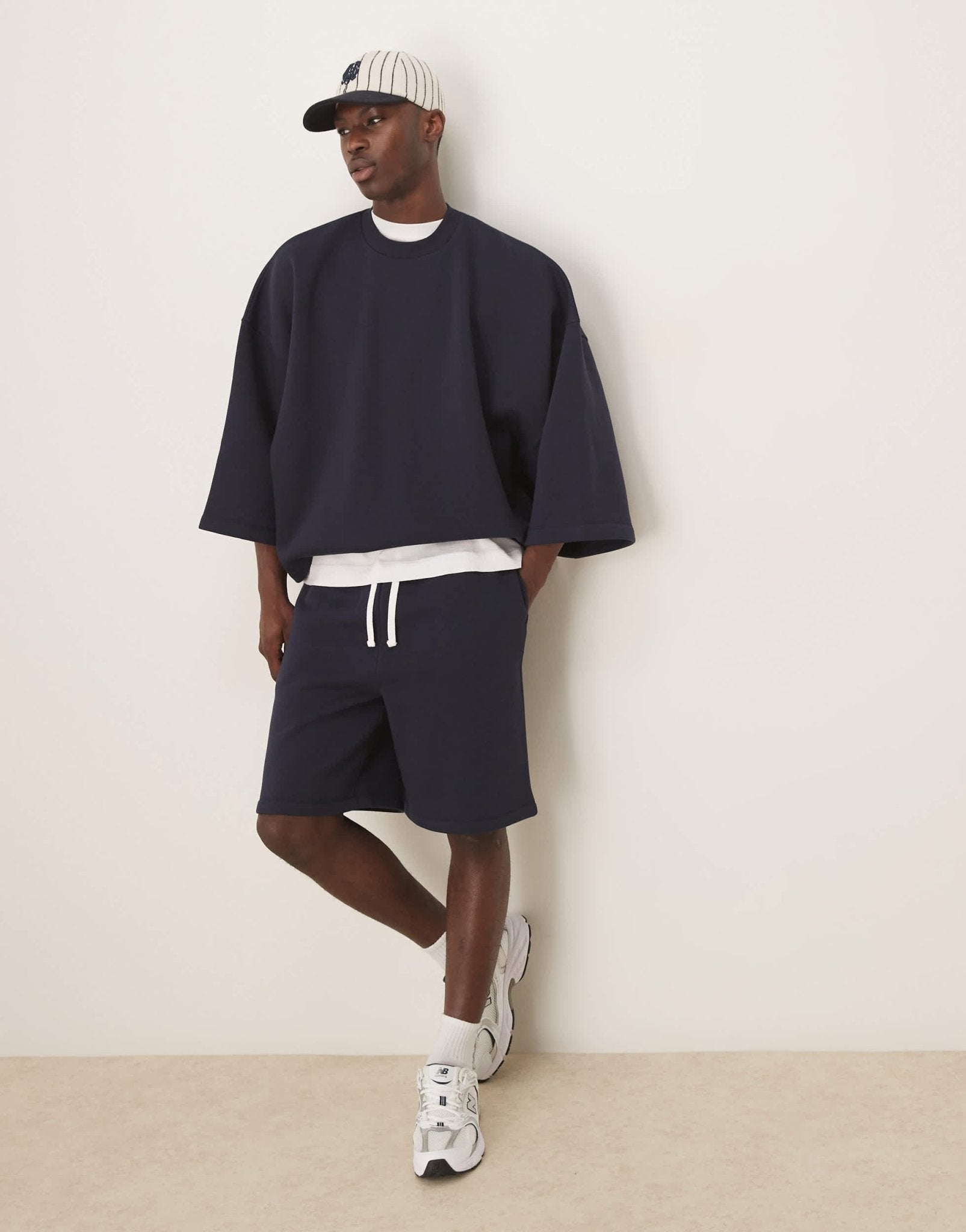 ASOS DESIGN oversized co - ord short in navy - ASOS Sample Sale EU Store