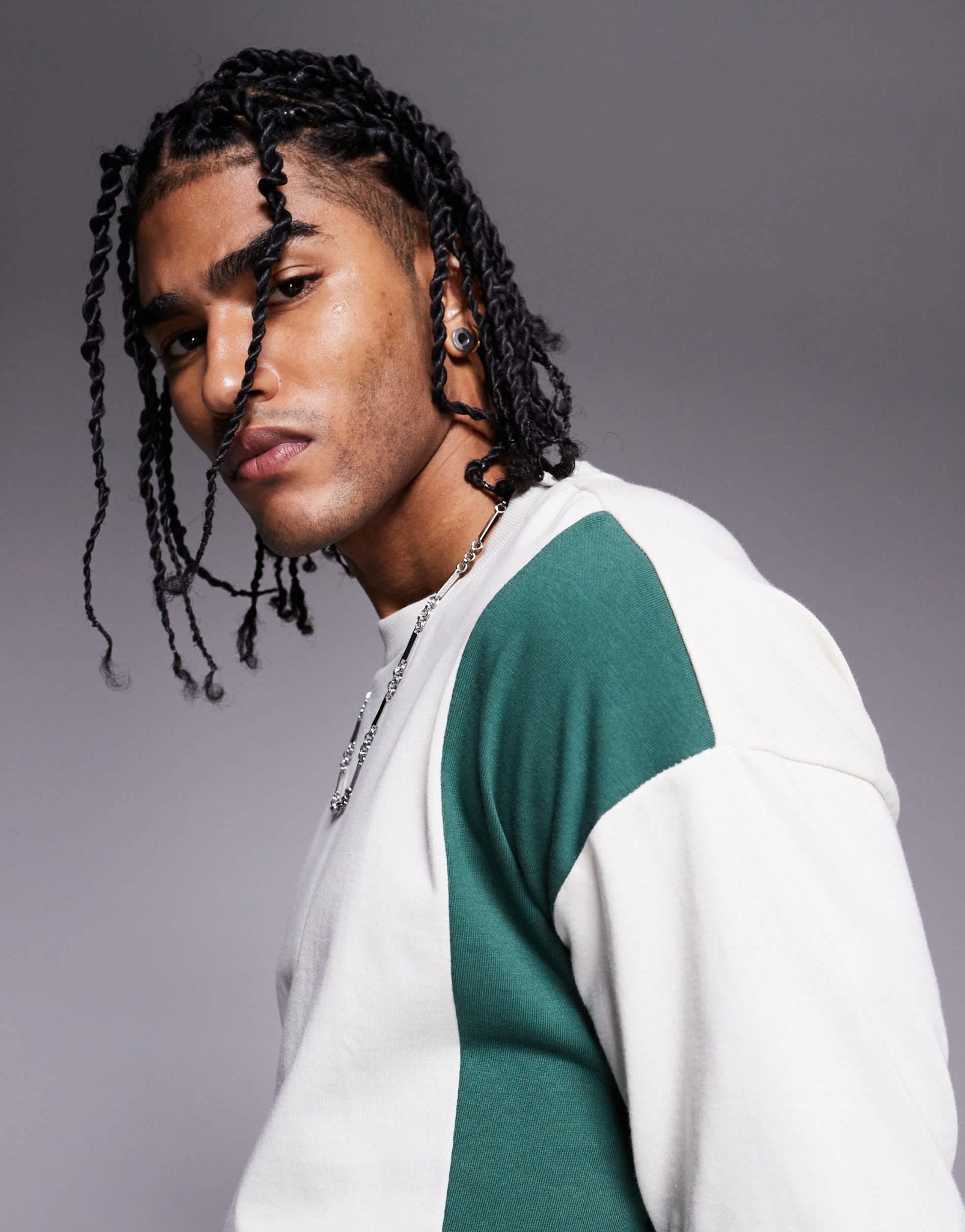ASOS DESIGN oversized colour block t-shirt in cream and green - ASOS Sample Sale EU Store