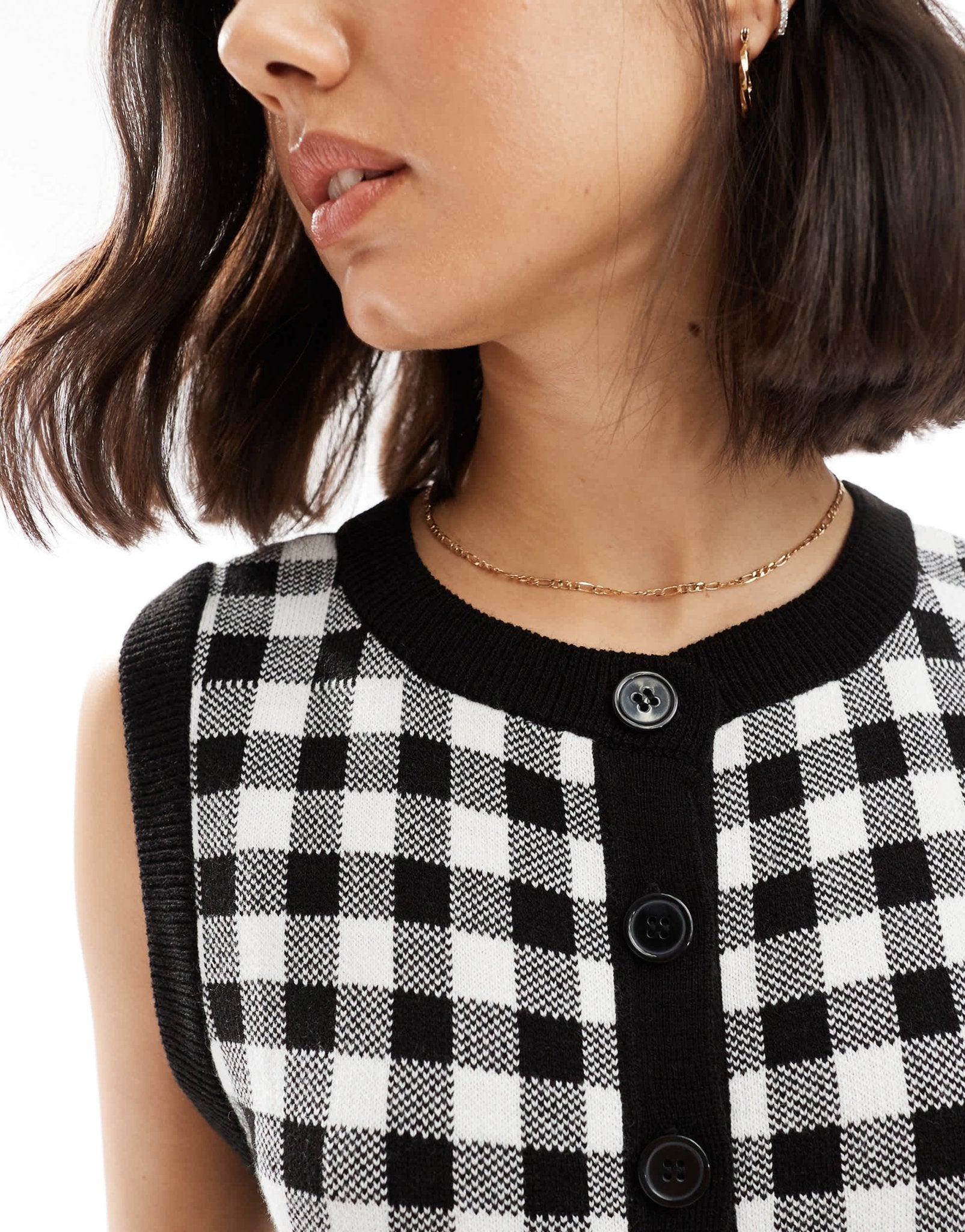 ASOS DESIGN oversized gingham waistcoat co ord in black - ASOS Sample Sale EU Store