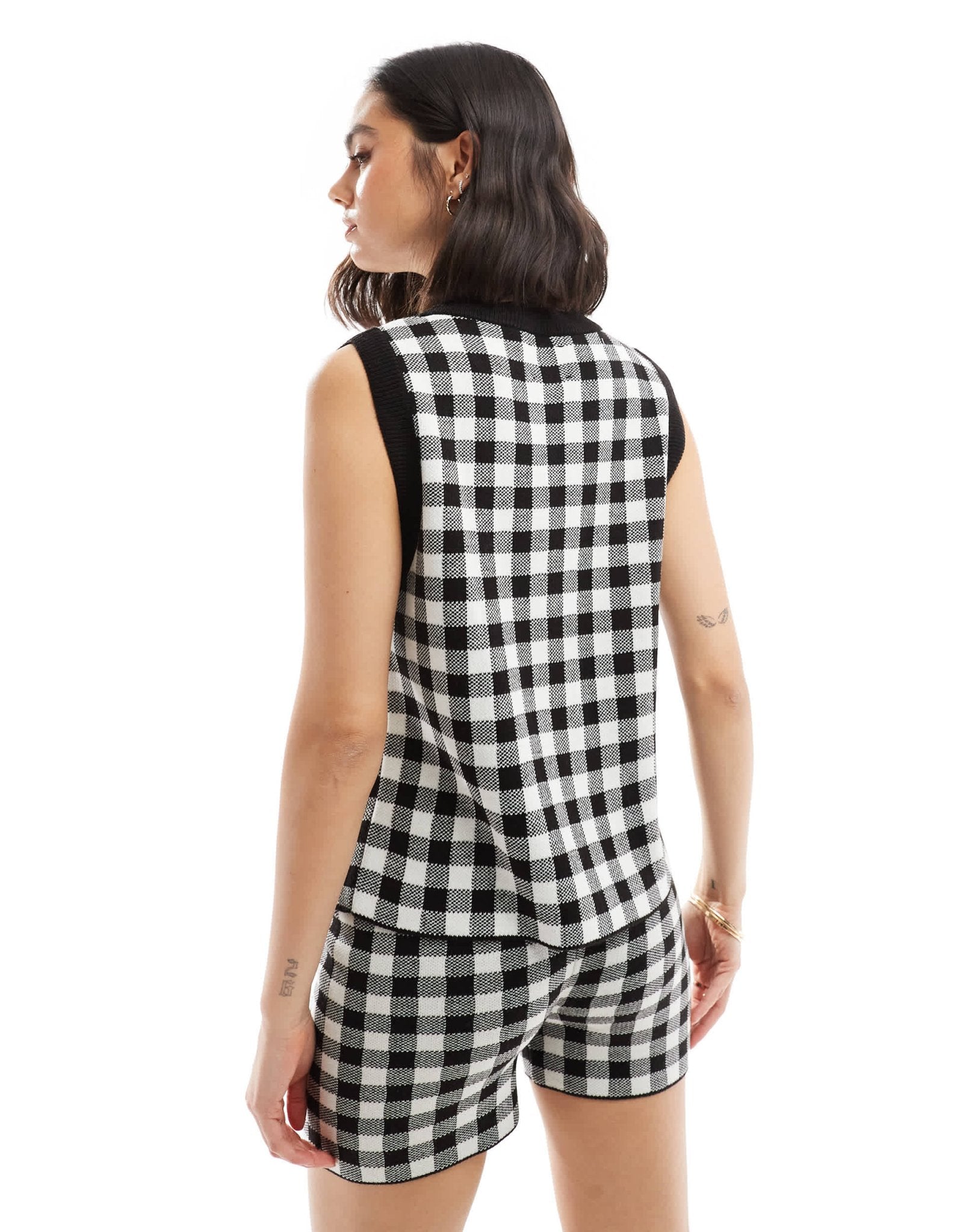 ASOS DESIGN oversized gingham waistcoat co ord in black - ASOS Sample Sale EU Store