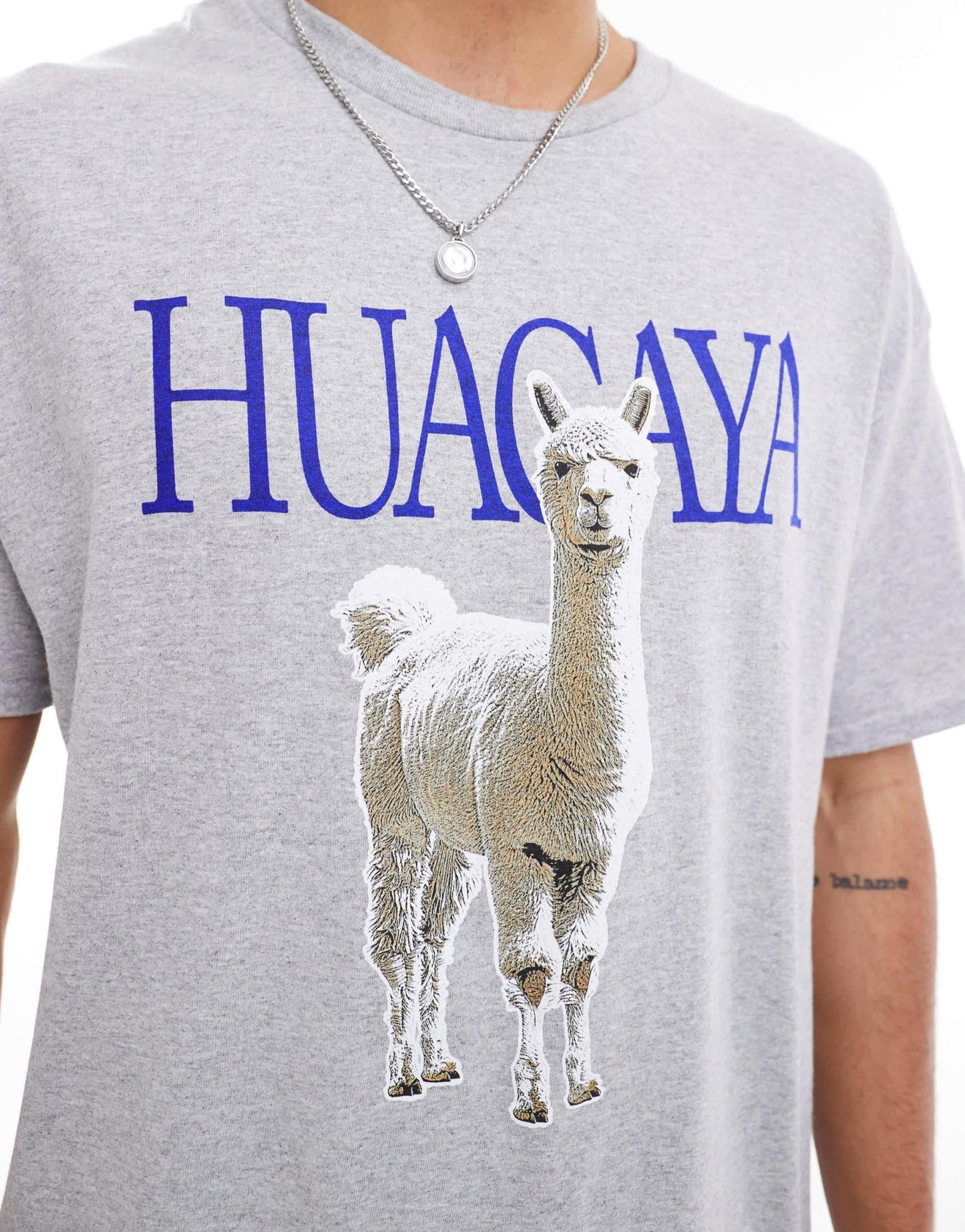 ASOS DESIGN oversized grey marl t-shirt with alpaca print - ASOS Sample Sale EU Store