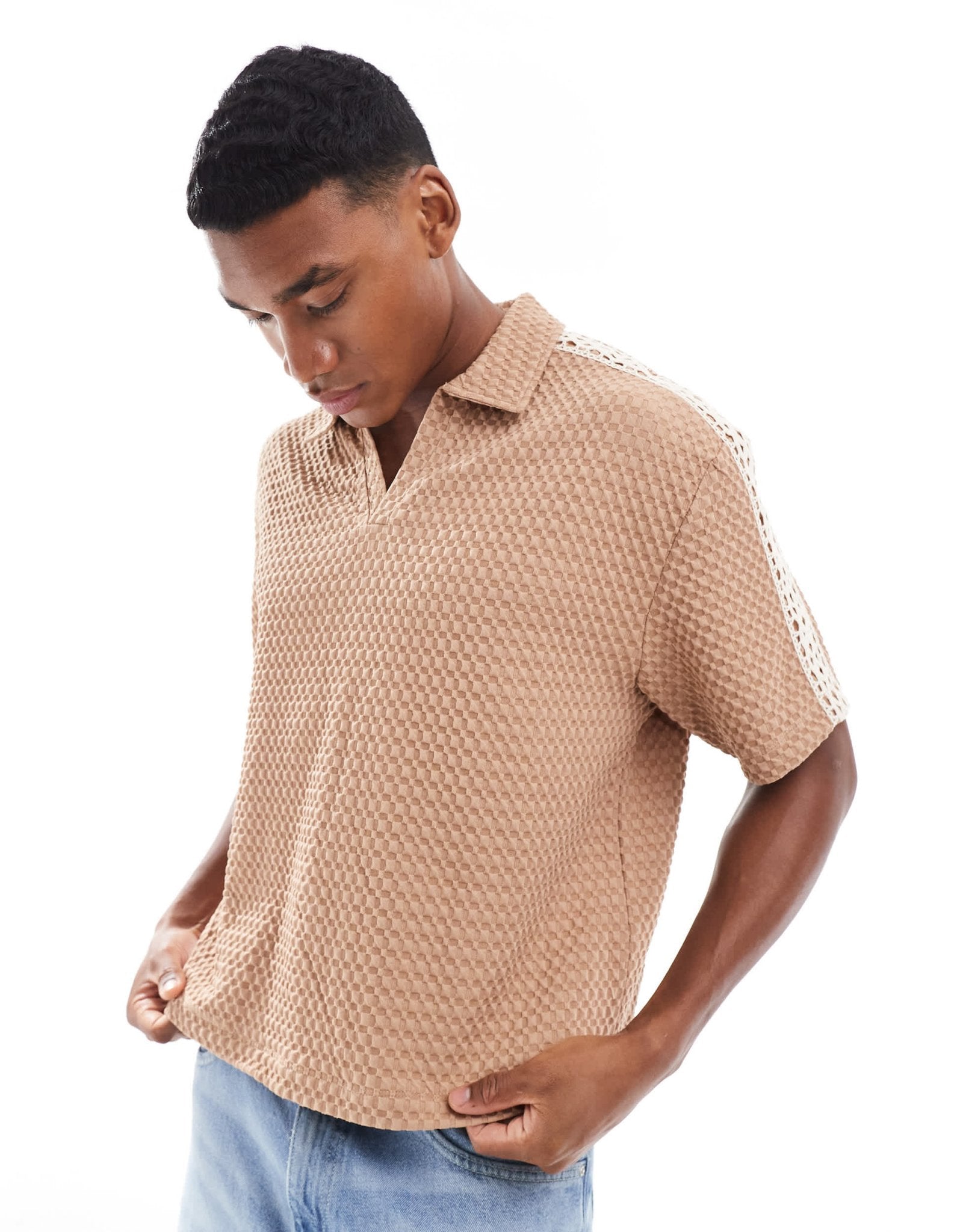 ASOS DESIGN oversized heavyweight waffle t-shirt with raglan sleeve in neutral - ASOS Sample Sale EU Store