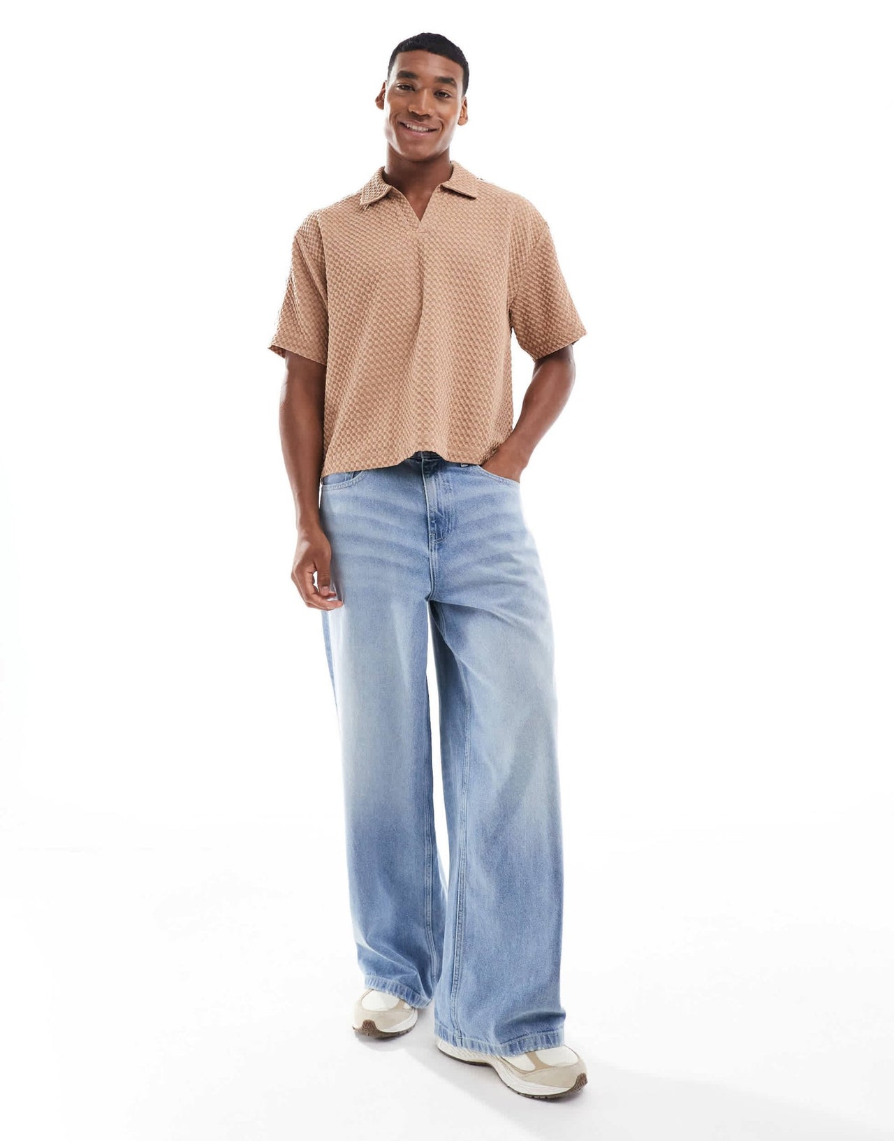ASOS DESIGN oversized heavyweight waffle t-shirt with raglan sleeve in neutral - ASOS Sample Sale EU Store