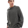 Pull oversized en maille côtes de pêcheur ASOS DESIGN en gris charbon chiné