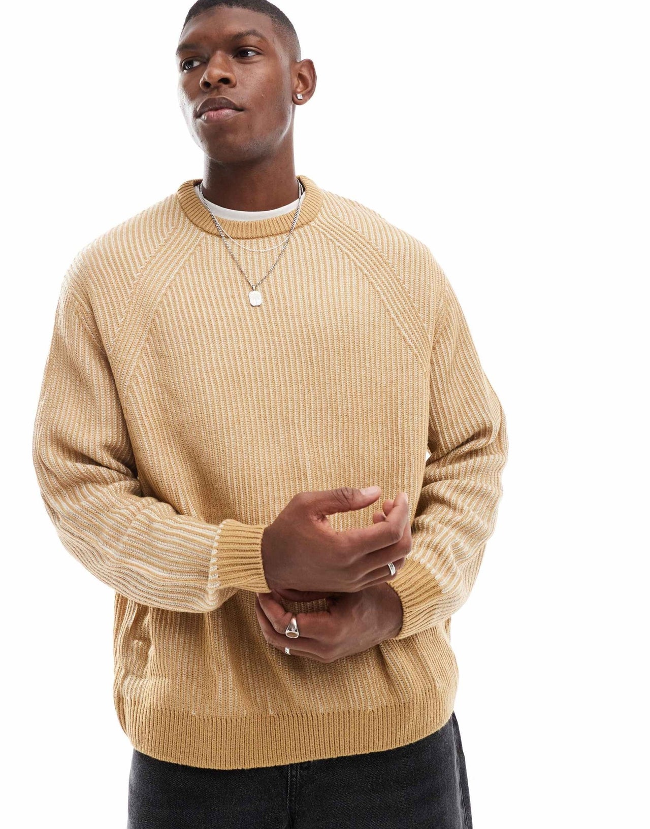 ASOS DESIGN oversized knitted plated fisherman rib jumper in brown - ASOS Sample Sale EU Store