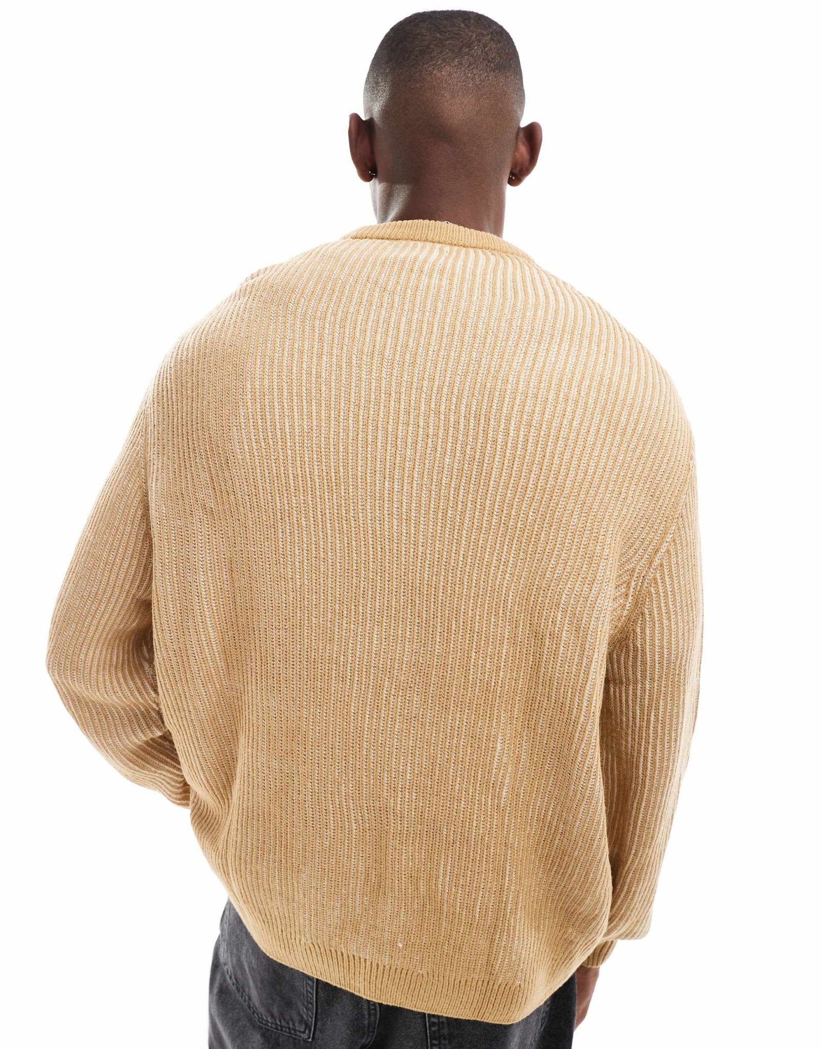 ASOS DESIGN oversized knitted plated fisherman rib jumper in brown - ASOS Sample Sale EU Store