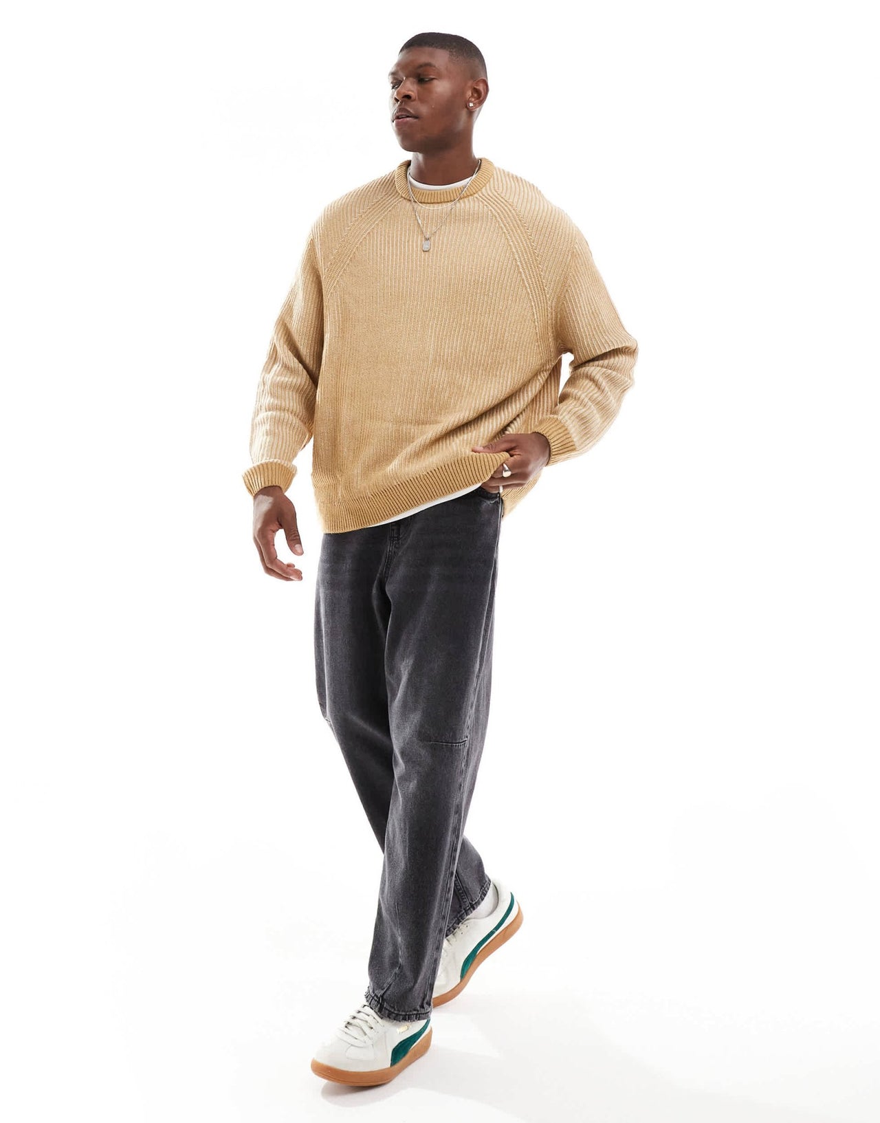 ASOS DESIGN oversized knitted plated fisherman rib jumper in brown - ASOS Sample Sale EU Store