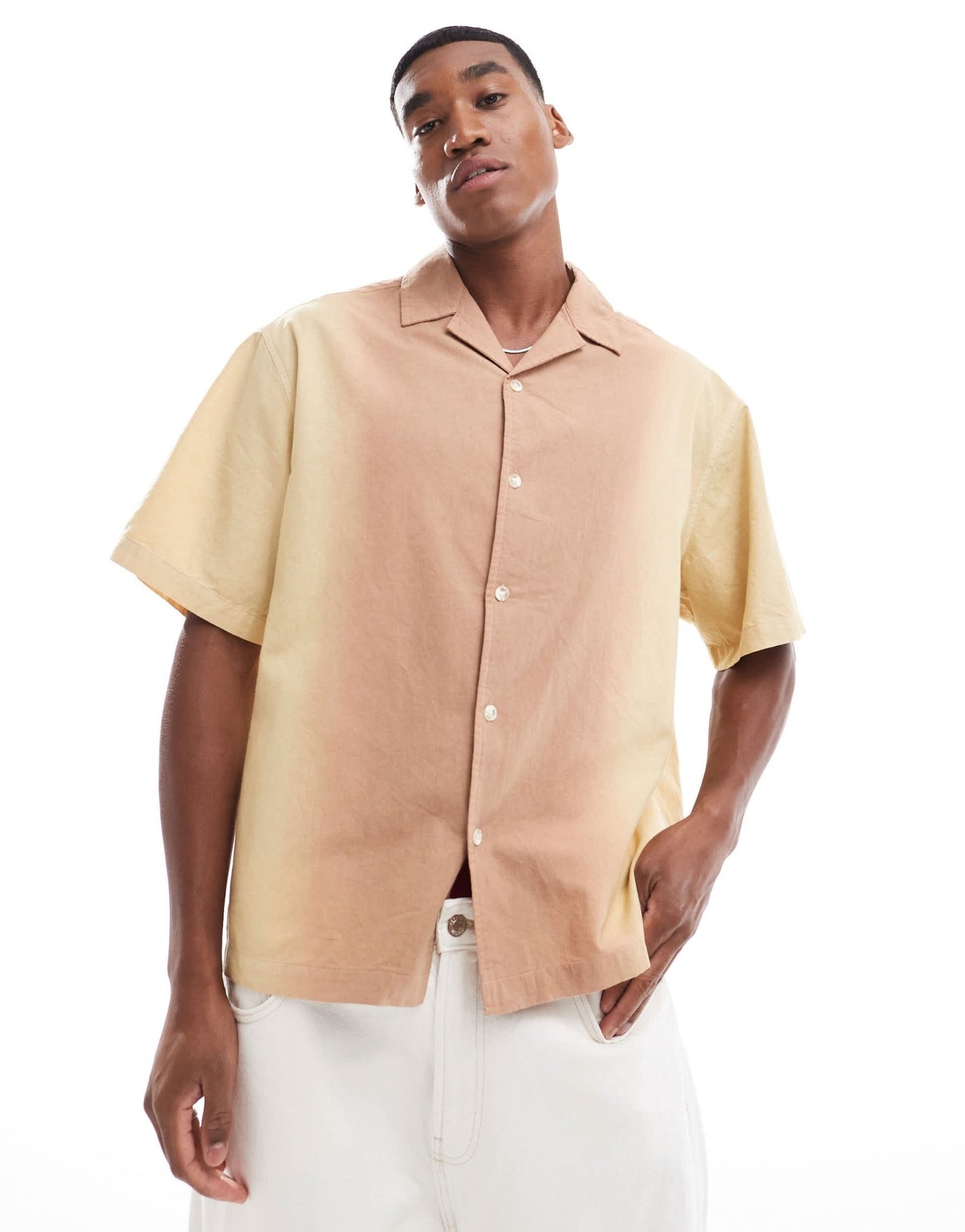 ASOS DESIGN oversized linen look utility shirt in orange ombre - ASOS Sample Sale EU Store