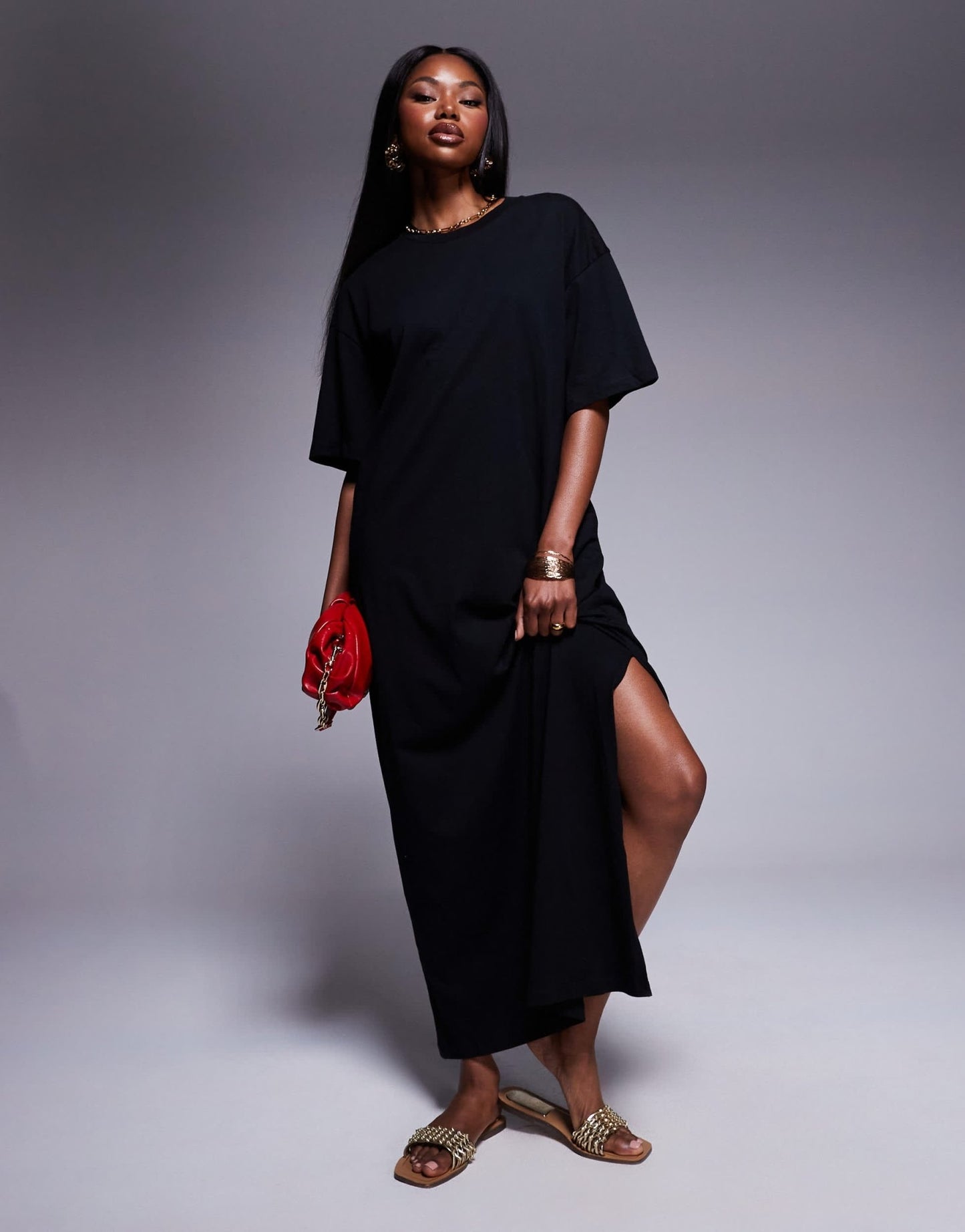 ASOS DESIGN oversized midaxi t-shirt dress in black - ASOS Sample Sale EU Store