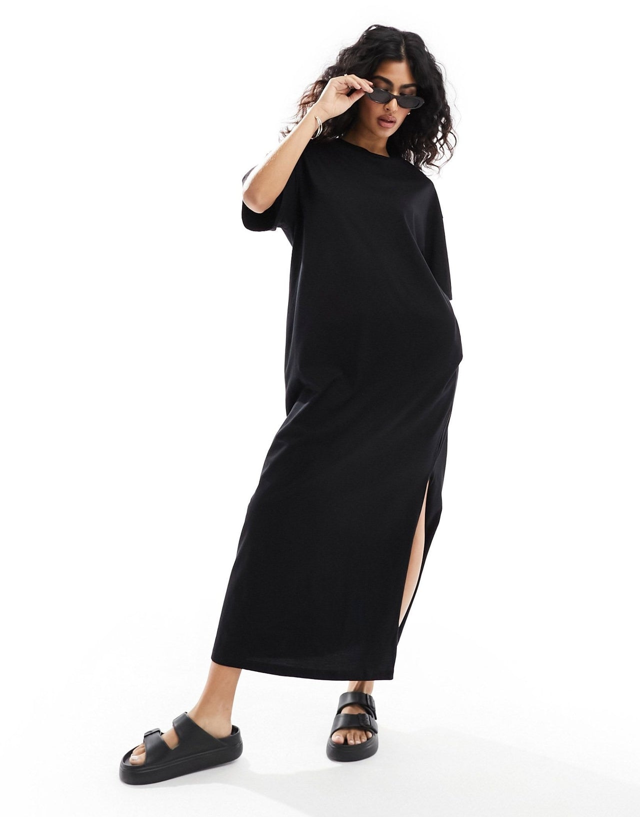 ASOS DESIGN oversized midaxi t-shirt dress in black - ASOS Sample Sale EU Store