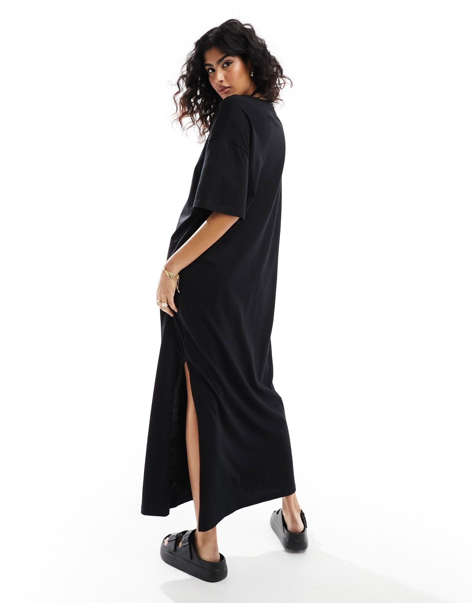 ASOS DESIGN oversized midaxi t-shirt dress in black - ASOS Sample Sale EU Store