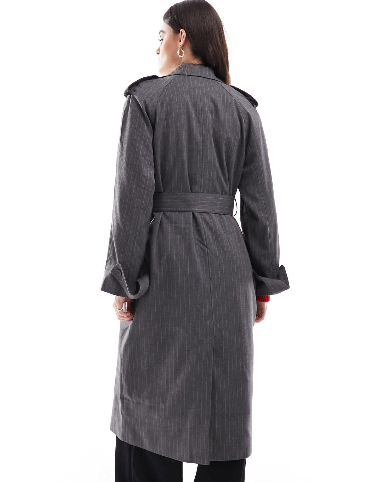 ASOS DESIGN oversized pinstripe trench coat in grey - ASOS Sample Sale EU Store