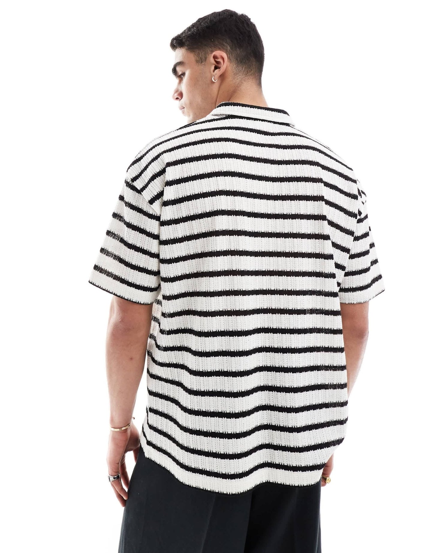 ASOS DESIGN oversized polo shirt with notch neck in texture stripe - ASOS Sample Sale EU Store