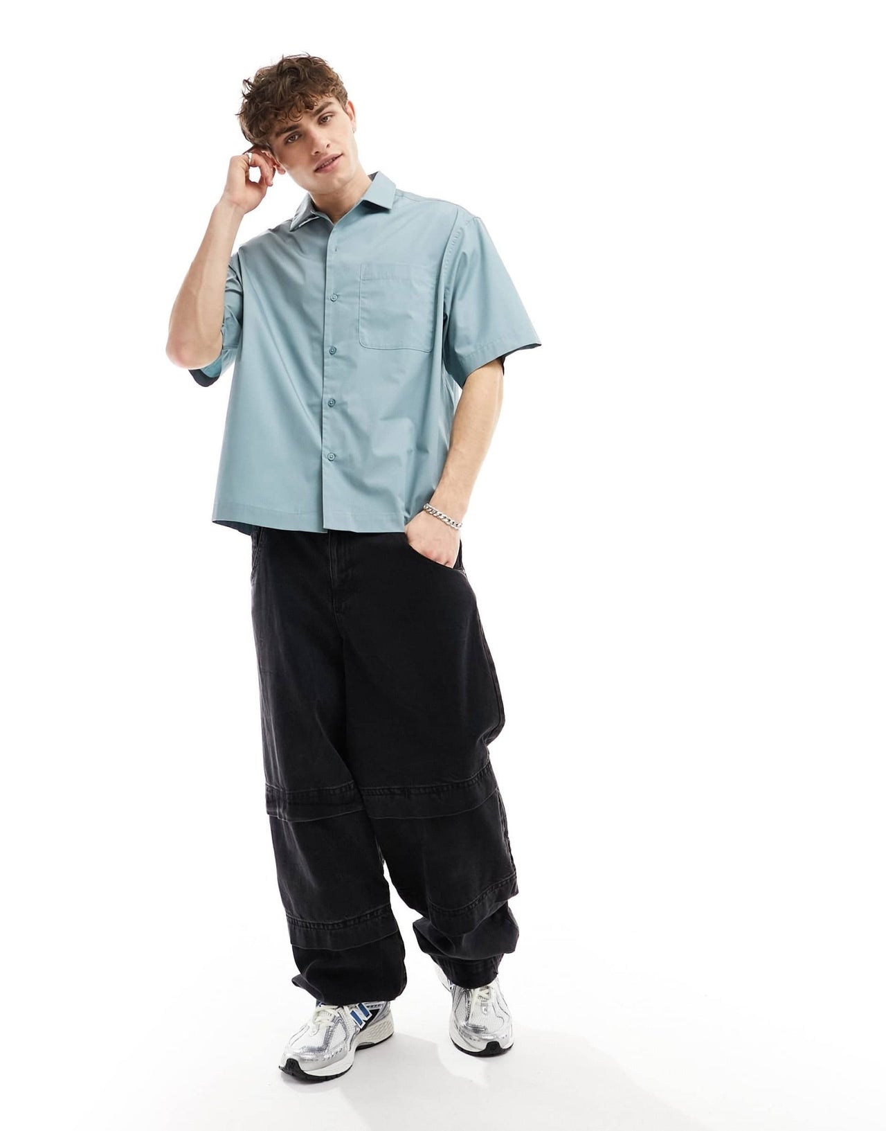 ASOS DESIGN oversized poplin shirt in light teal - ASOS Sample Sale EU Store