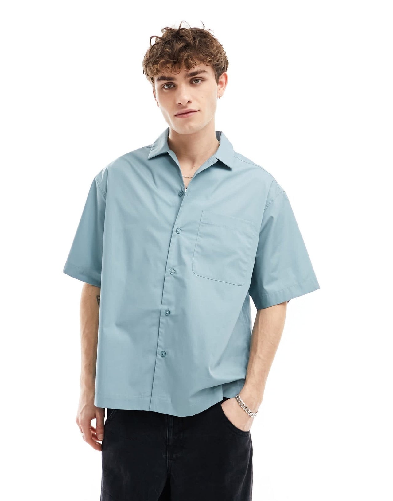 ASOS DESIGN oversized poplin shirt in light teal - ASOS Sample Sale EU Store