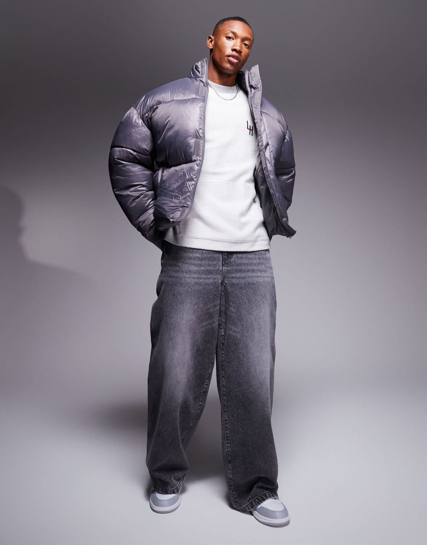 ASOS DESIGN oversized puffer jacket in grey - ASOS Sample Sale EU Store