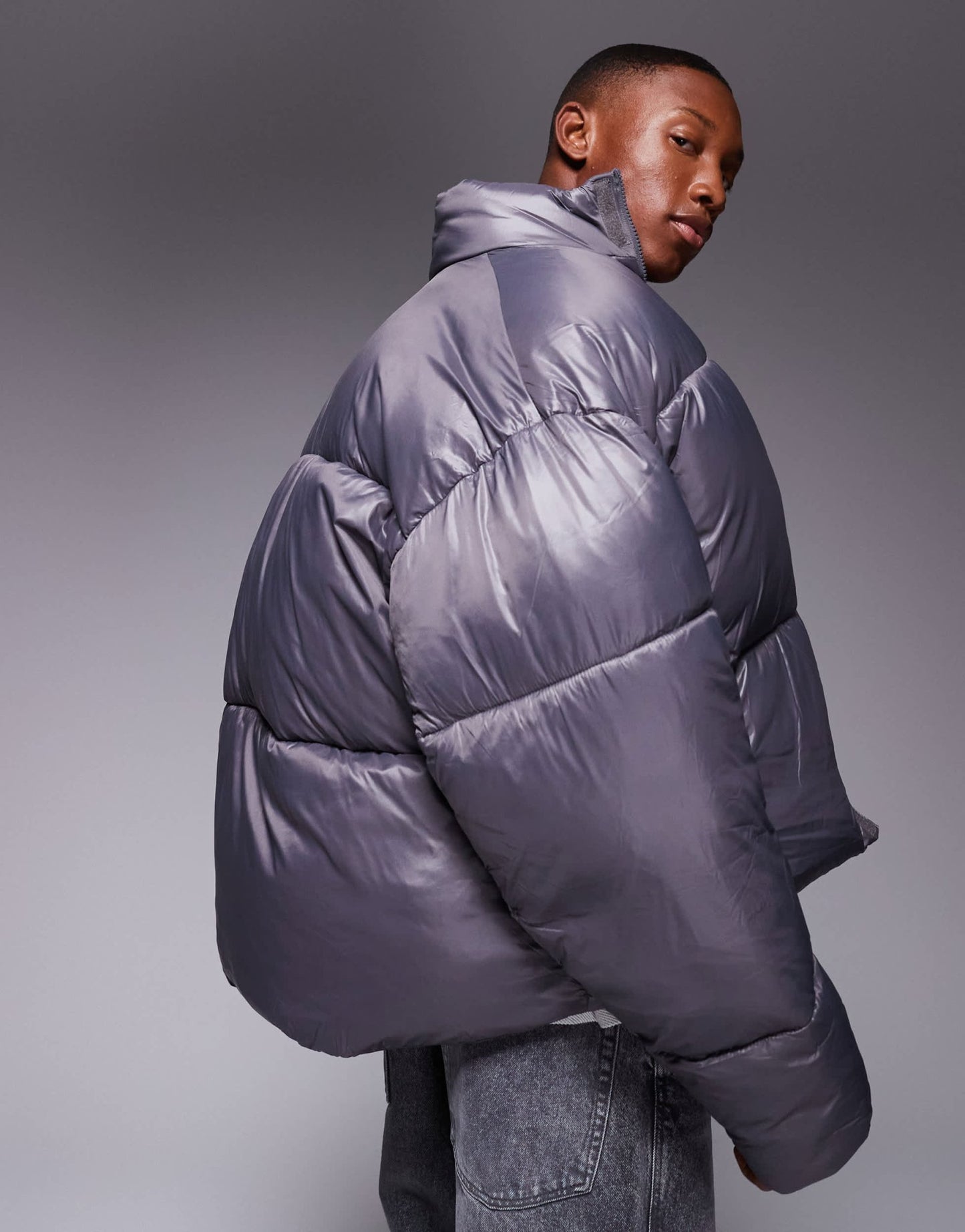 ASOS DESIGN oversized puffer jacket in grey - ASOS Sample Sale EU Store