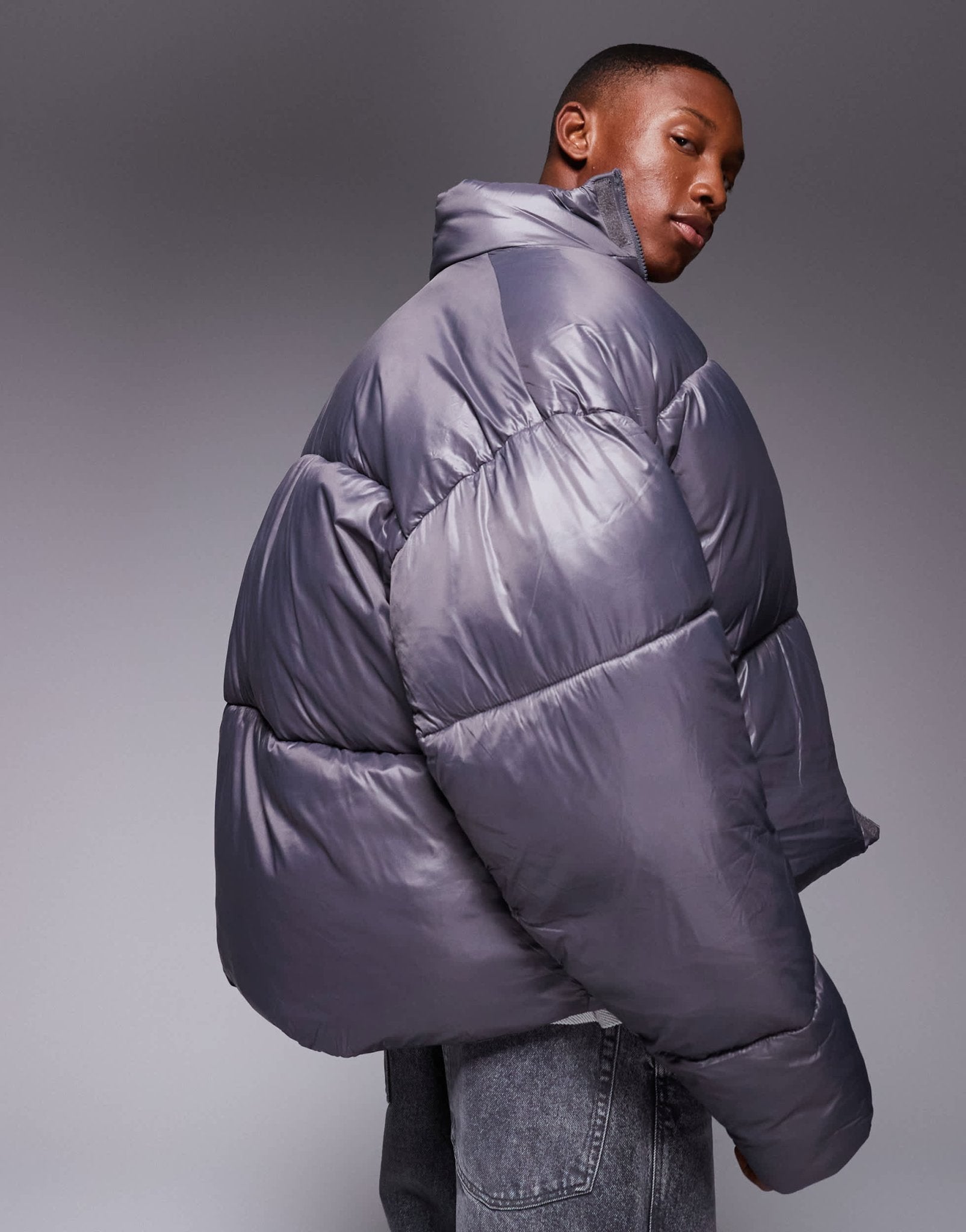 ASOS DESIGN oversized puffer jacket in grey - ASOS Sample Sale EU Store