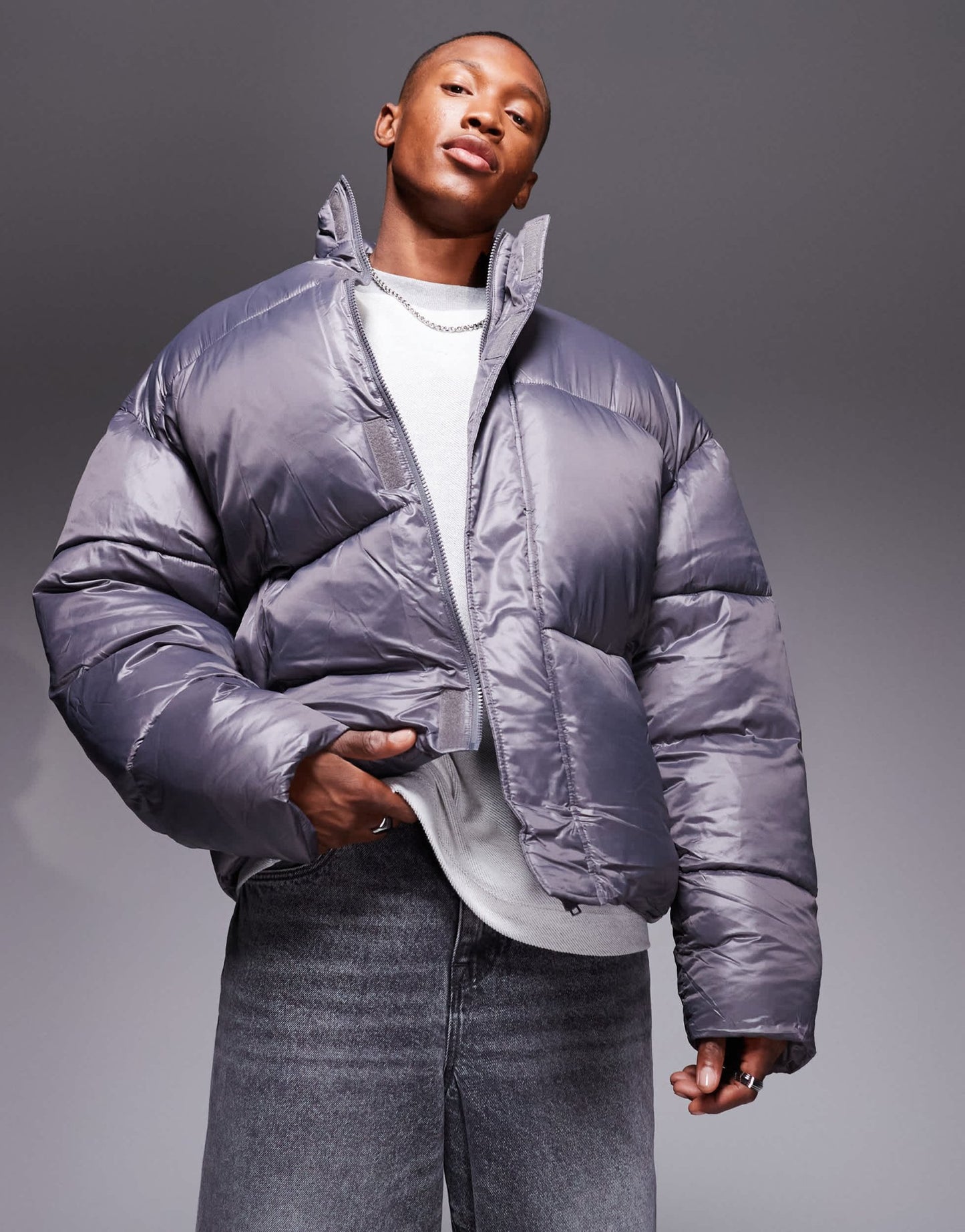 ASOS DESIGN oversized puffer jacket in grey - ASOS Sample Sale EU Store