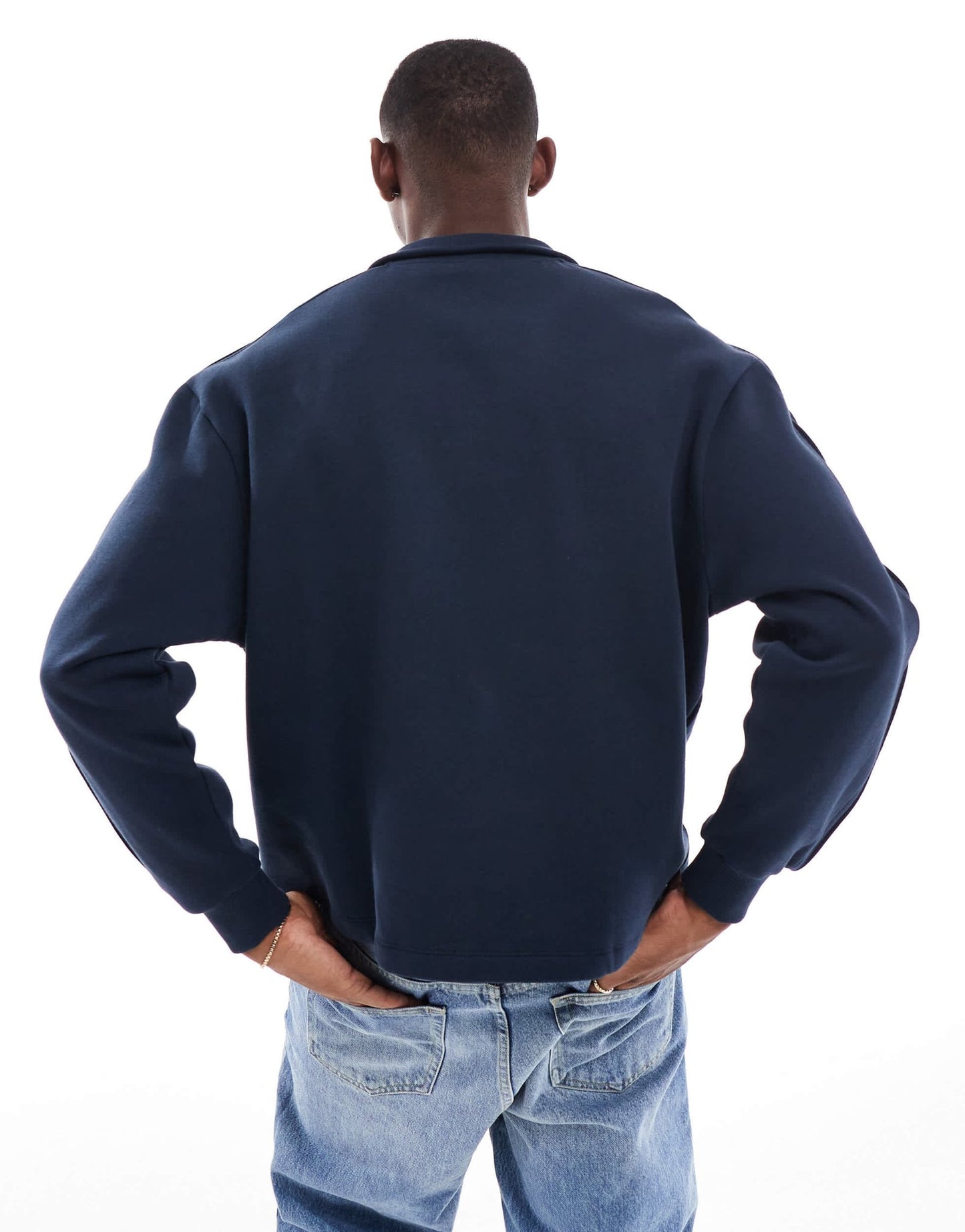 ASOS DESIGN oversized quarter zip funnel neck sweatshirt in navy - ASOS Sample Sale EU Store
