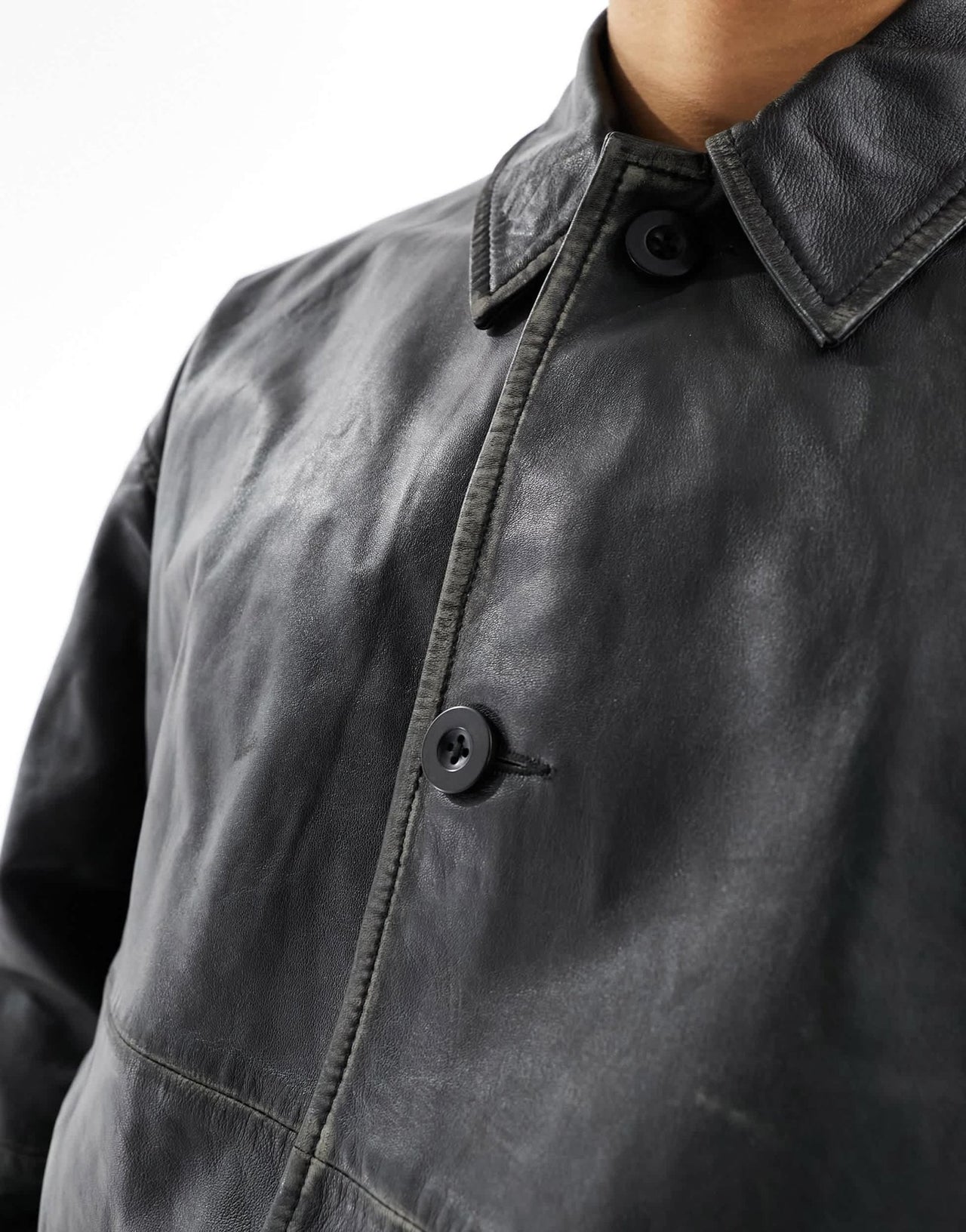 ASOS DESIGN oversized real leather shacket in black - ASOS Sample Sale EU Store