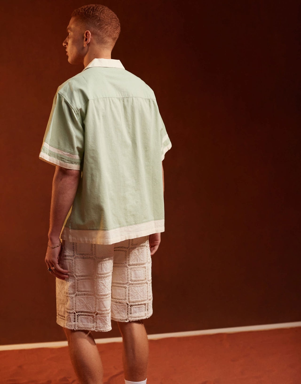 ASOS DESIGN oversized revere shirt in cut and sew in sage - ASOS Sample Sale EU Store