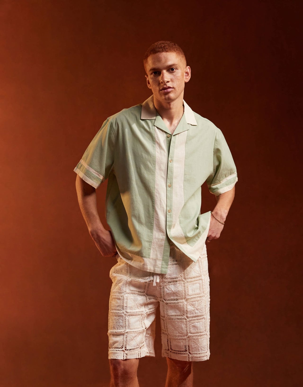 ASOS DESIGN oversized revere shirt in cut and sew in sage - ASOS Sample Sale EU Store