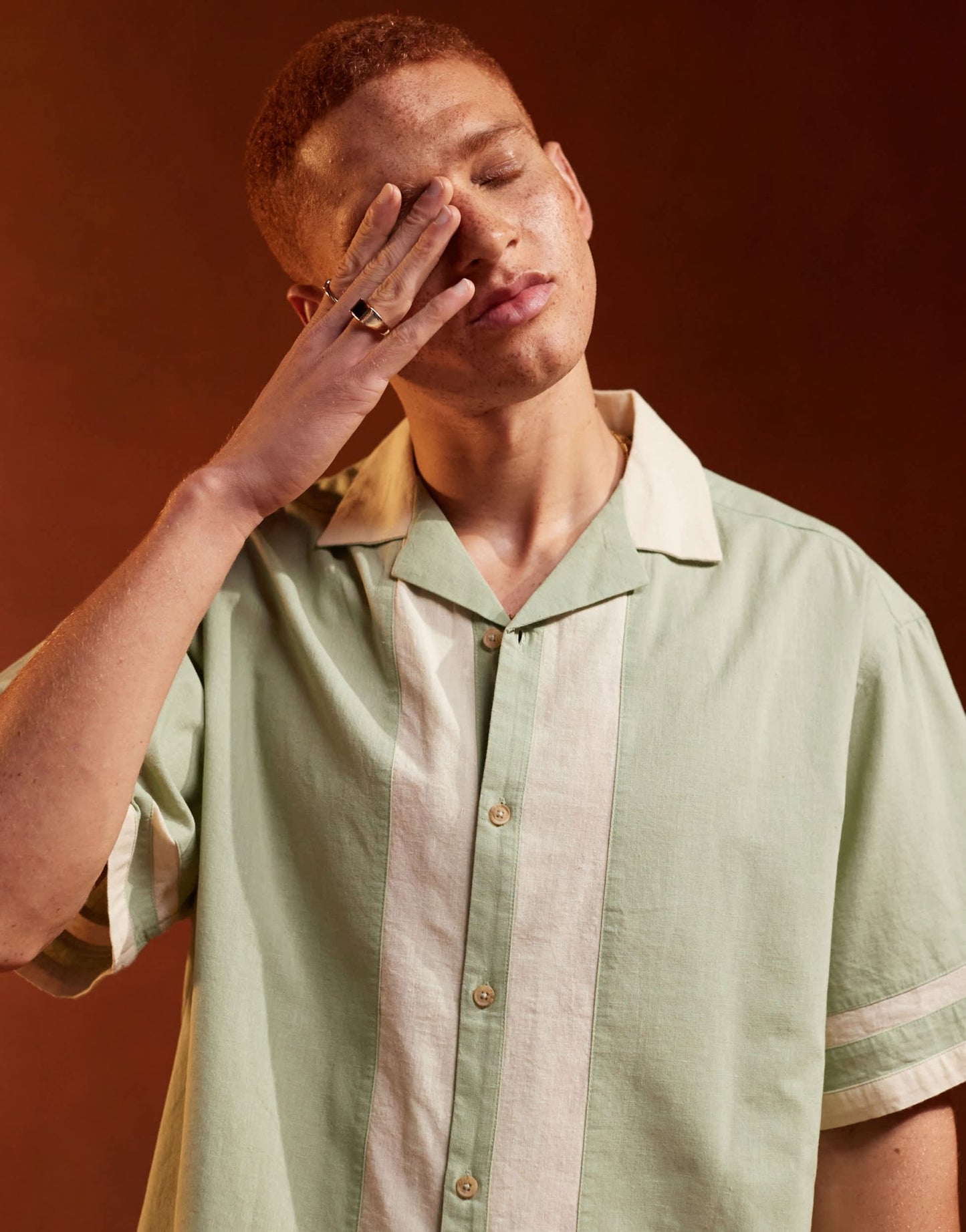ASOS DESIGN oversized revere shirt in cut and sew in sage - ASOS Sample Sale EU Store