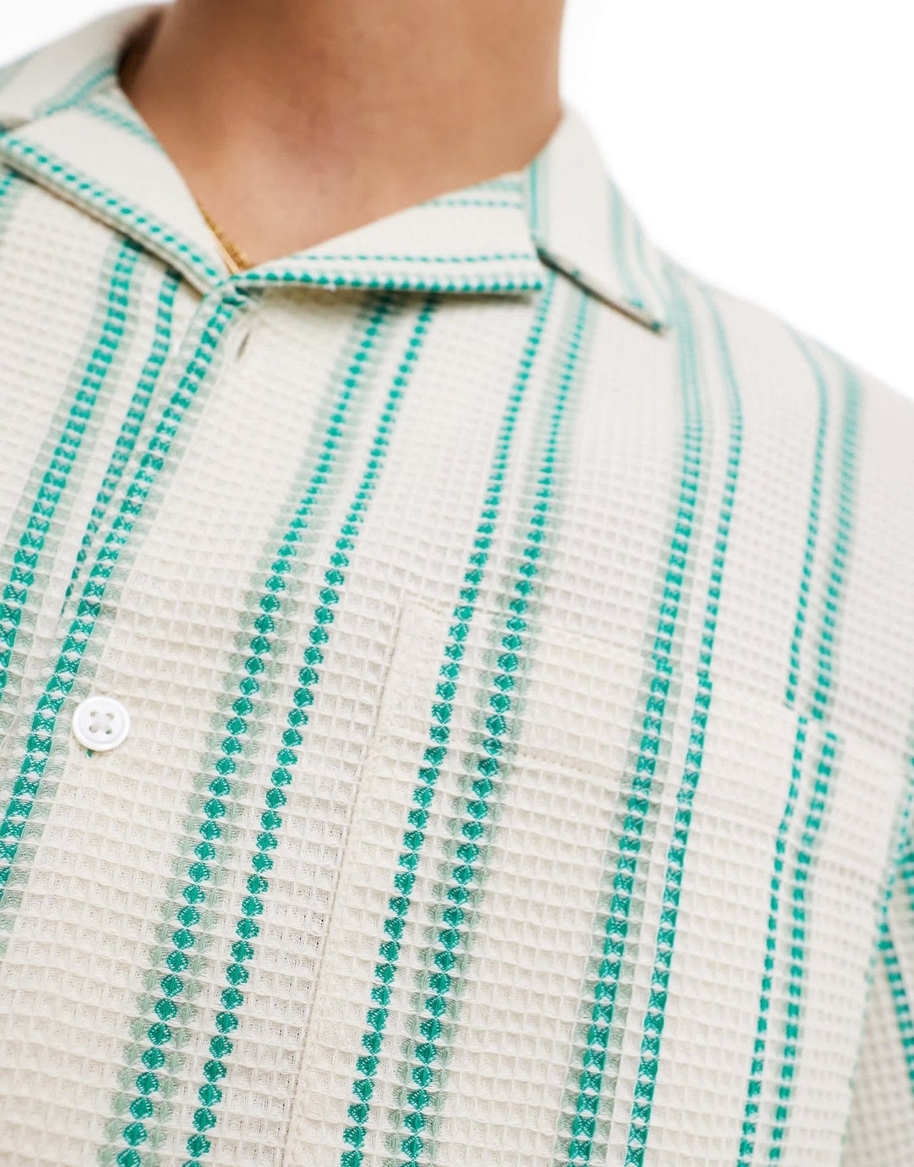 ASOS DESIGN oversized revere shirt in green waffle stripe - ASOS Sample Sale EU Store