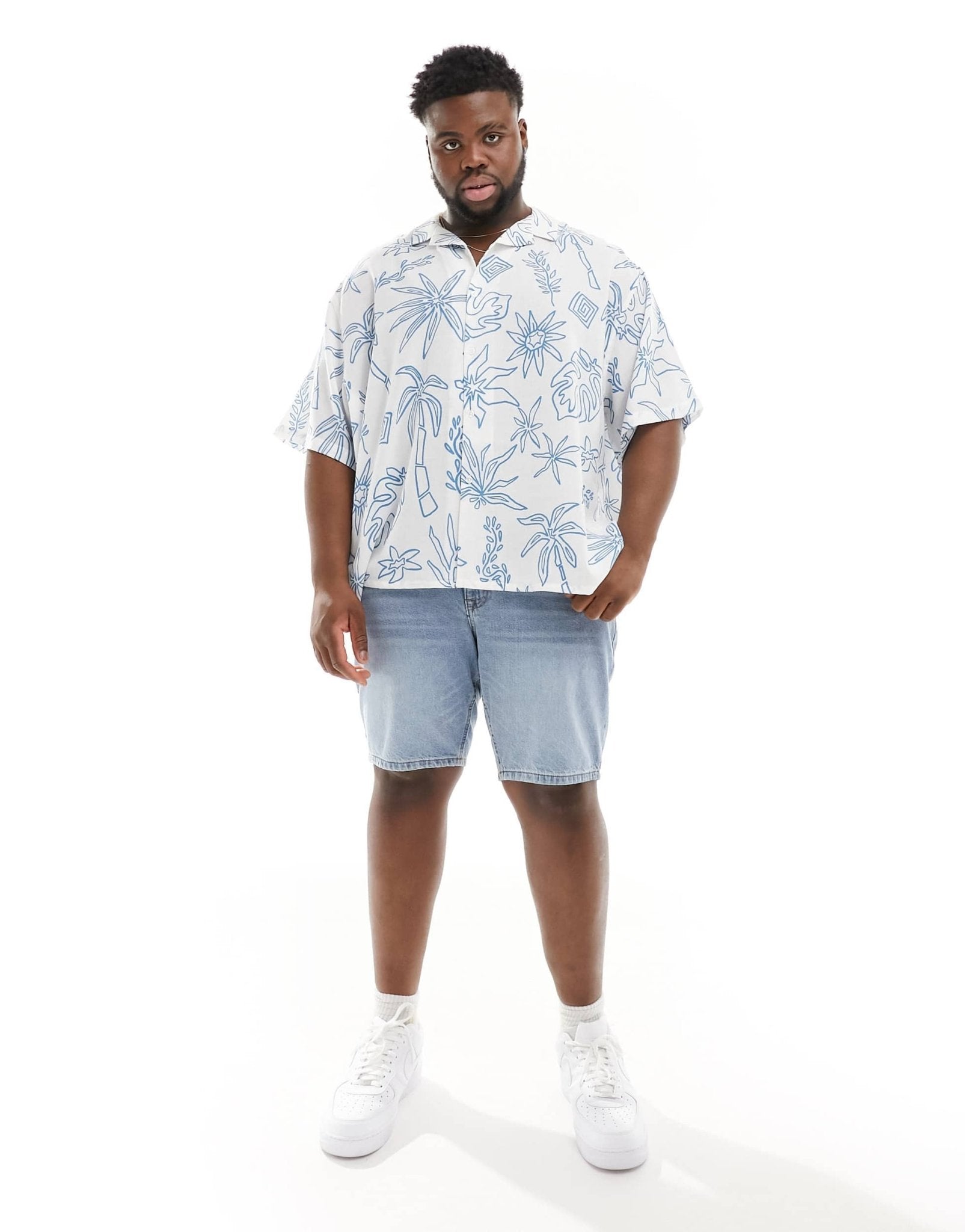 ASOS DESIGN oversized revere shirt in line drawn print - ASOS Sample Sale EU Store