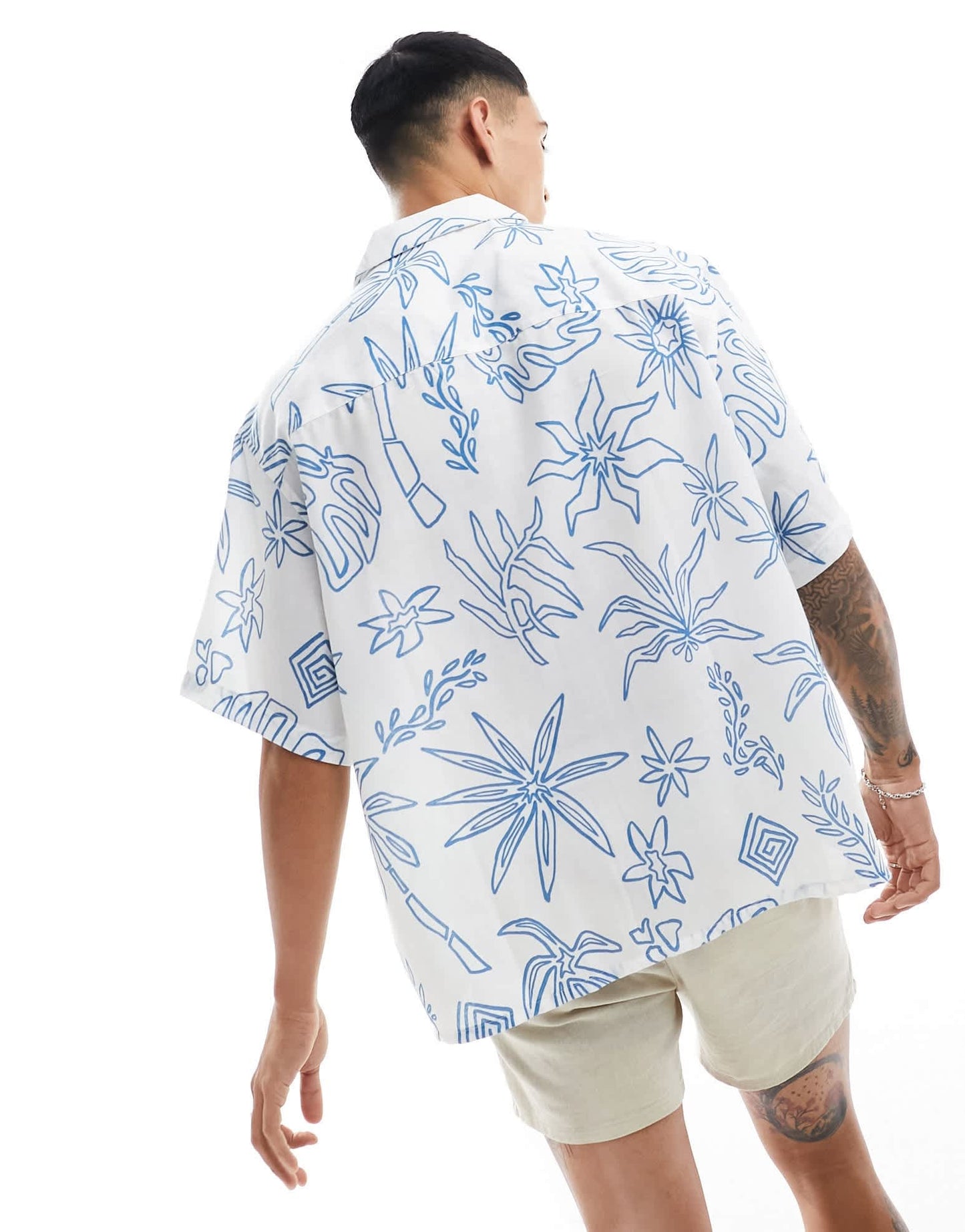 ASOS DESIGN oversized revere shirt in line drawn print - ASOS Sample Sale EU Store