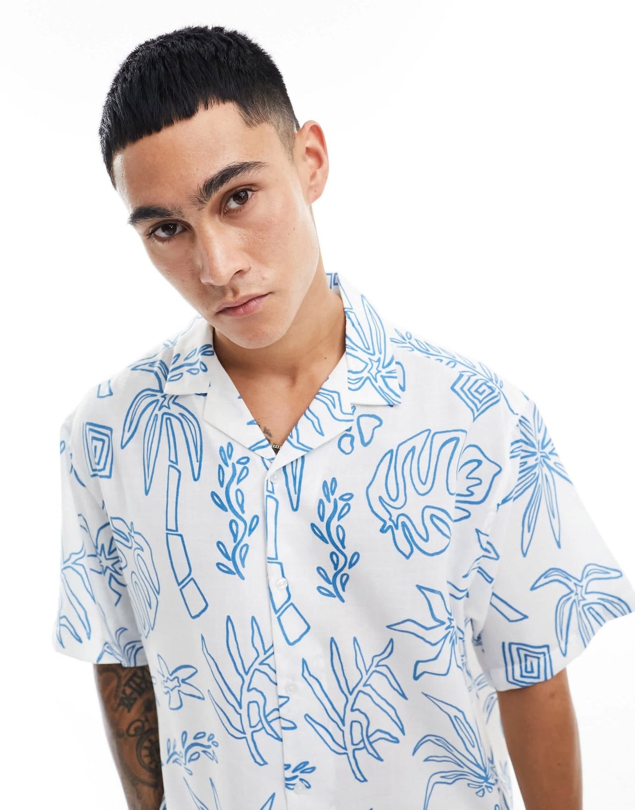 ASOS DESIGN oversized revere shirt in line drawn print - ASOS Sample Sale EU Store