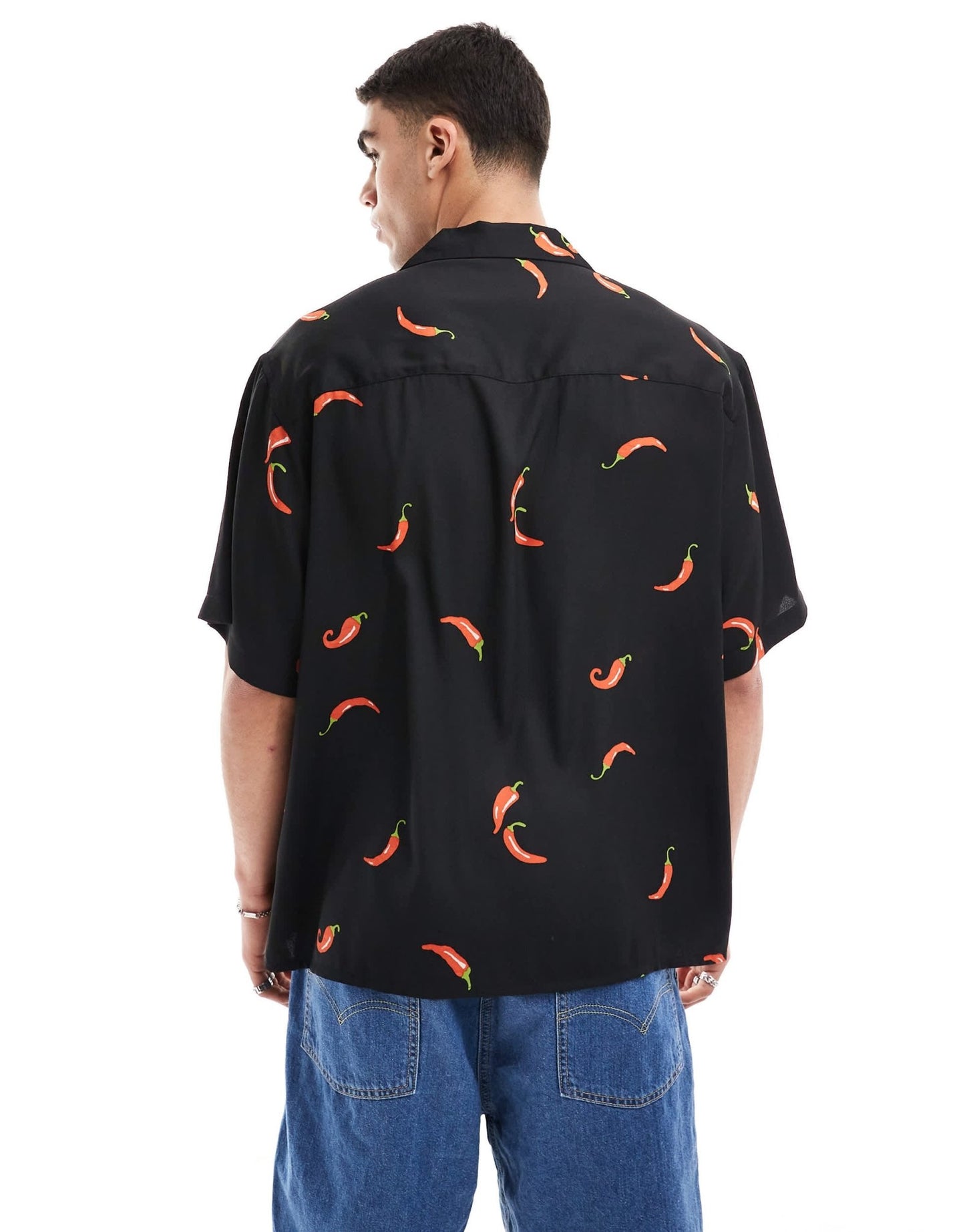 ASOS DESIGN oversized revere shirt with chilli pepper print - ASOS Sample Sale EU Store