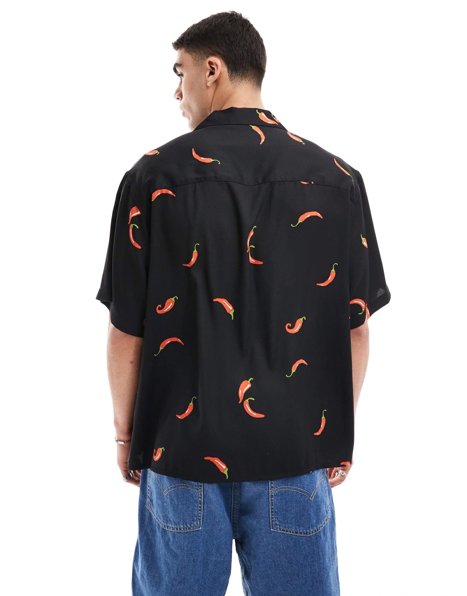ASOS DESIGN oversized revere shirt with chilli pepper print - ASOS Sample Sale EU Store