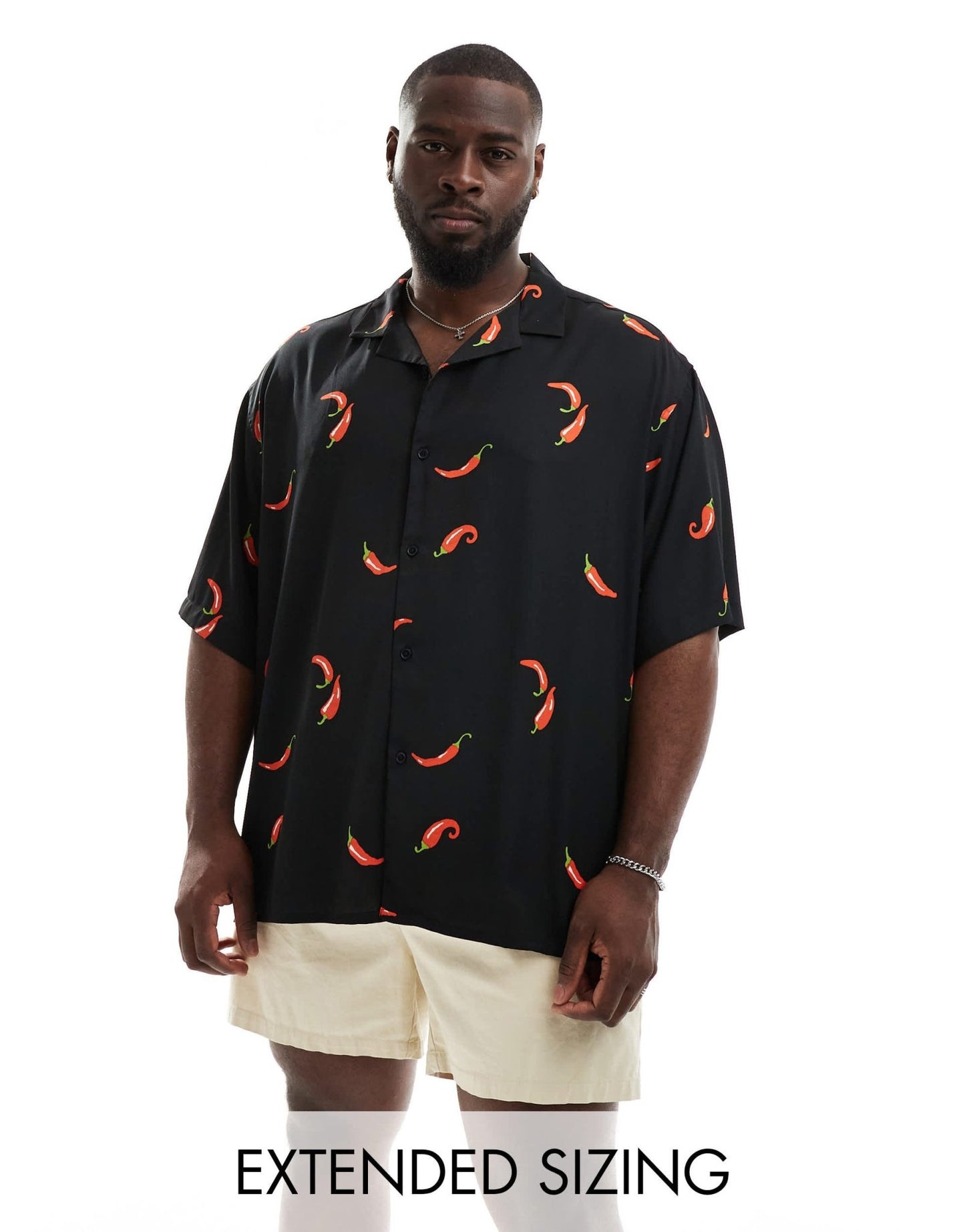 ASOS DESIGN oversized revere shirt with chilli pepper print - ASOS Sample Sale EU Store