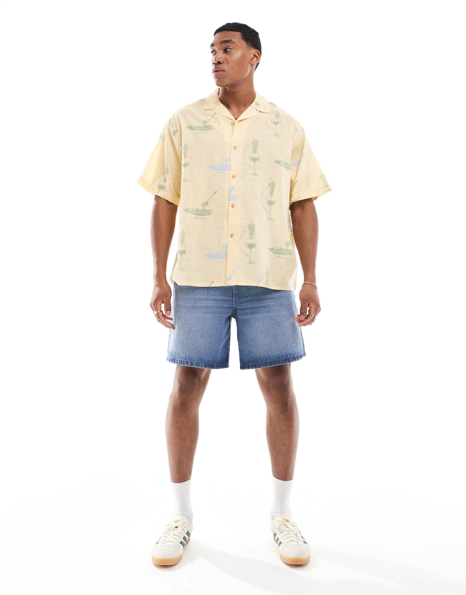 ASOS DESIGN oversized revere shirt with wine and pasta print - ASOS Sample Sale EU Store