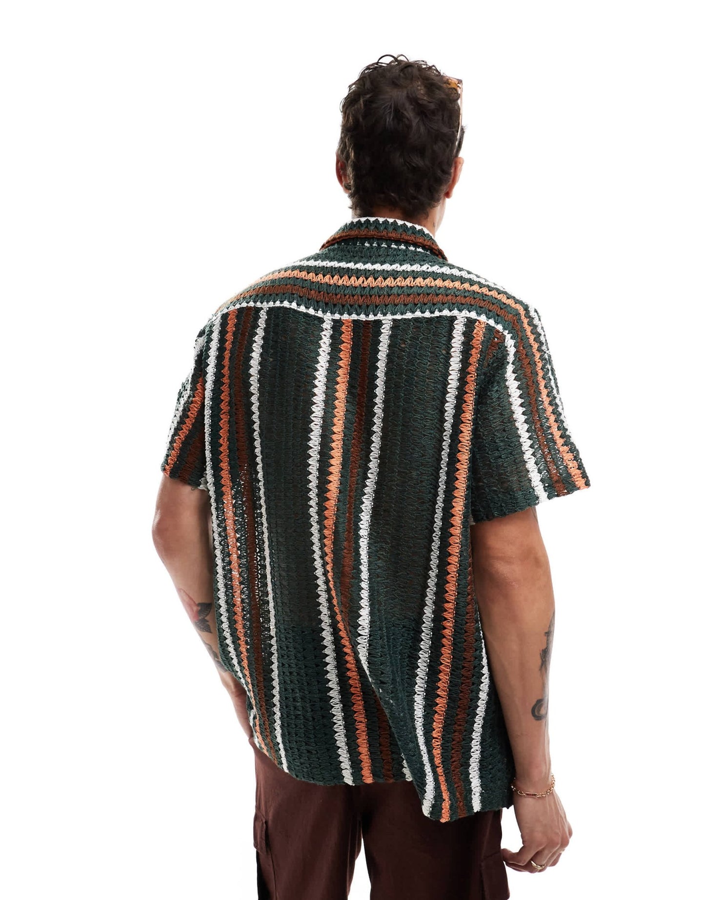ASOS DESIGN oversized shirt in crochet stripe - DGREEN - ASOS Sample Sale EU Store
