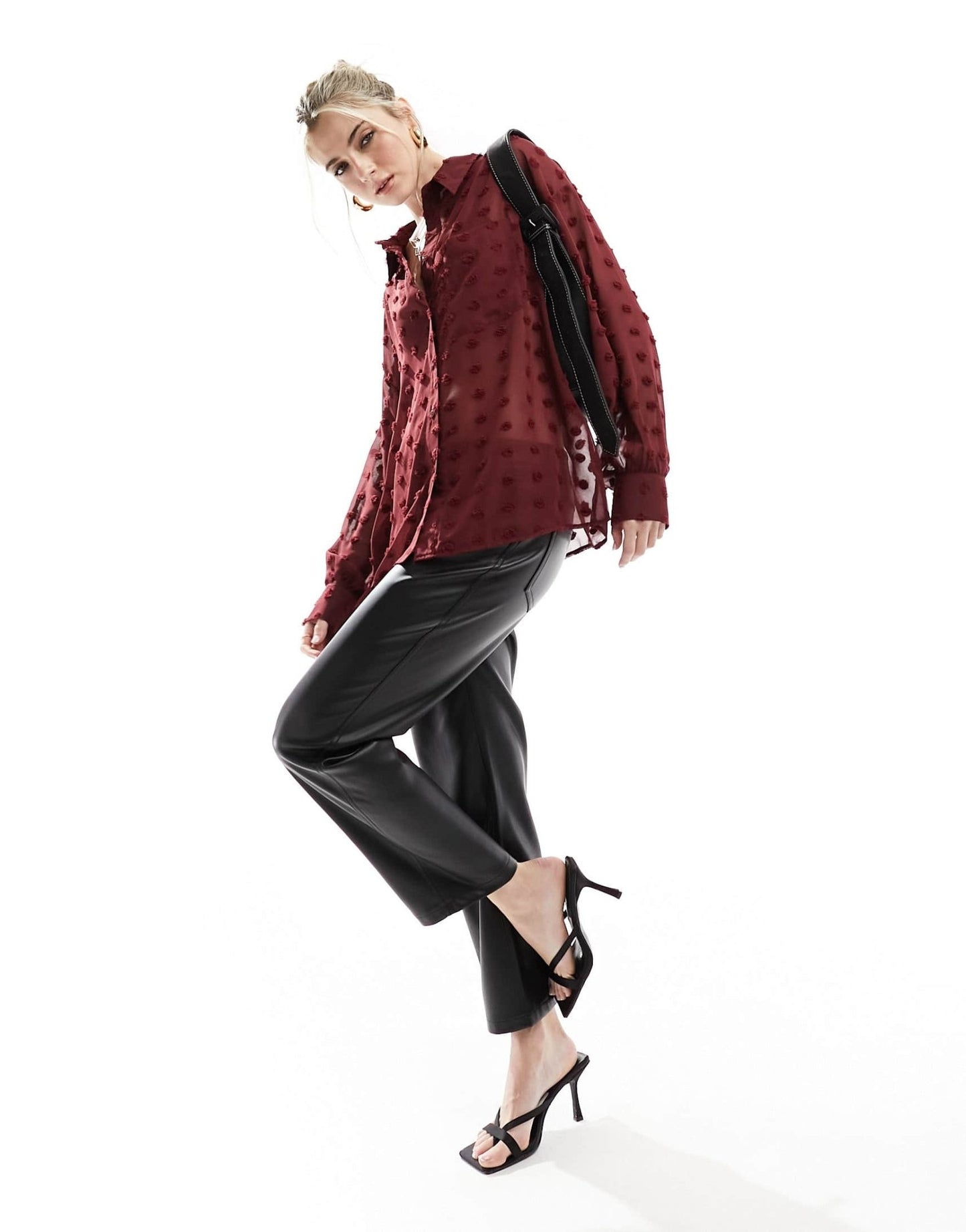 ASOS DESIGN oversized shirt in dobby in wine - ASOS Sample Sale EU Store