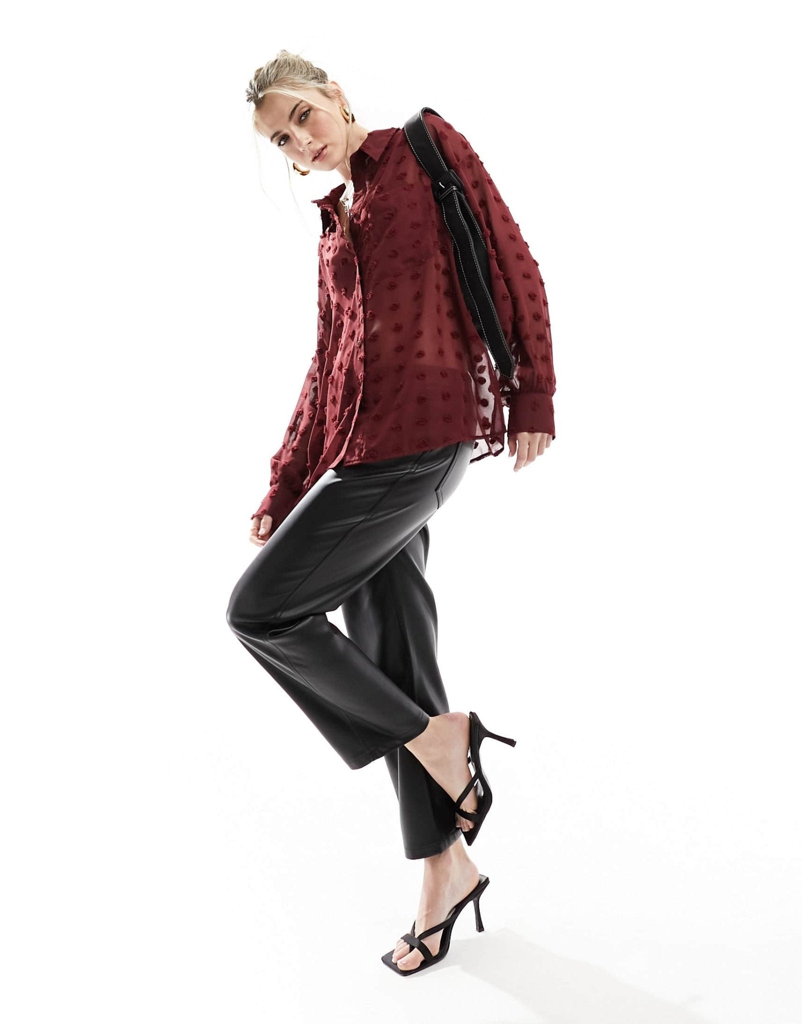 ASOS DESIGN oversized shirt in dobby in wine - ASOS Sample Sale EU Store