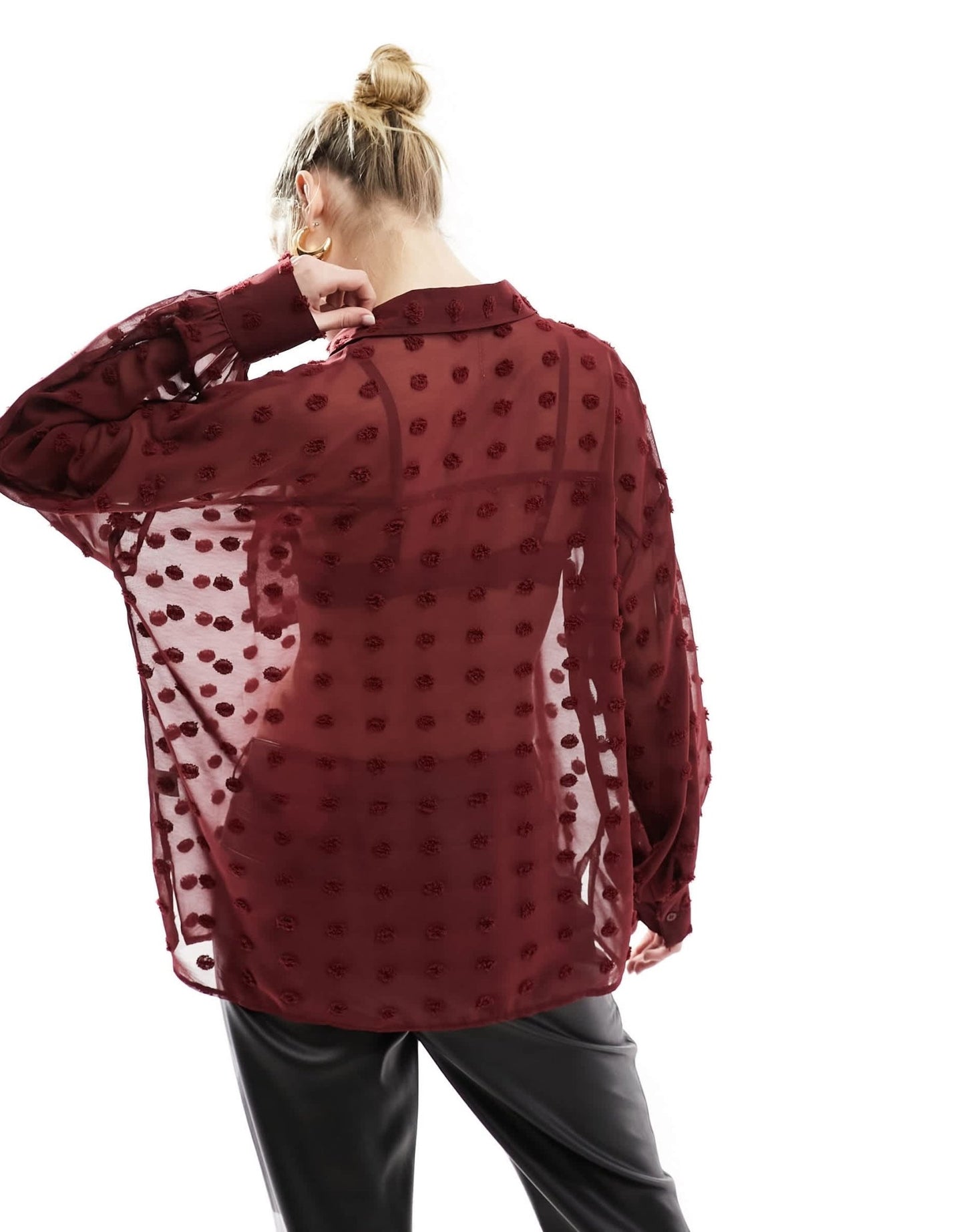 ASOS DESIGN oversized shirt in dobby in wine - ASOS Sample Sale EU Store