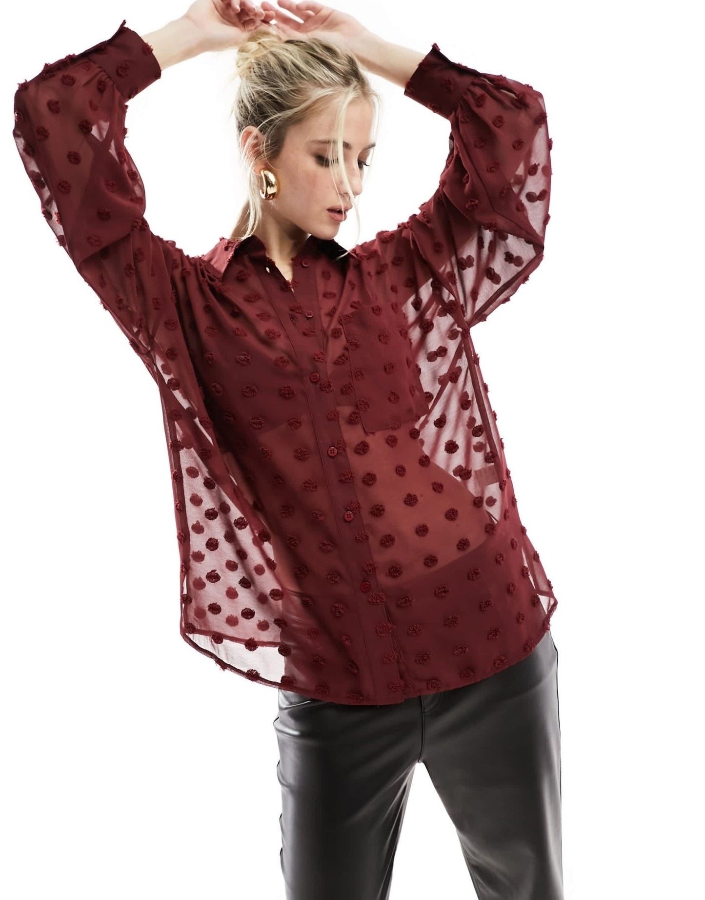 ASOS DESIGN oversized shirt in dobby in wine - ASOS Sample Sale EU Store