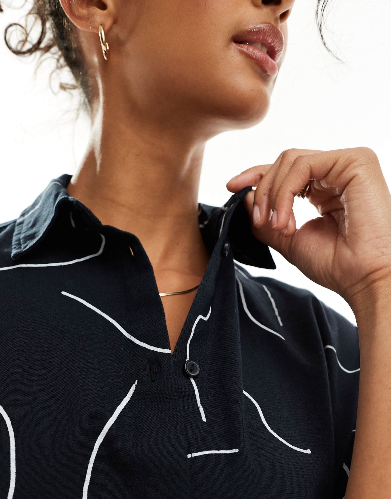 ASOS DESIGN oversized shirt with linen in mono print co - ord - ASOS Sample Sale EU Store