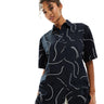Chemise oversize ASOS DESIGN avec lin en ensemble imprimé monochrome