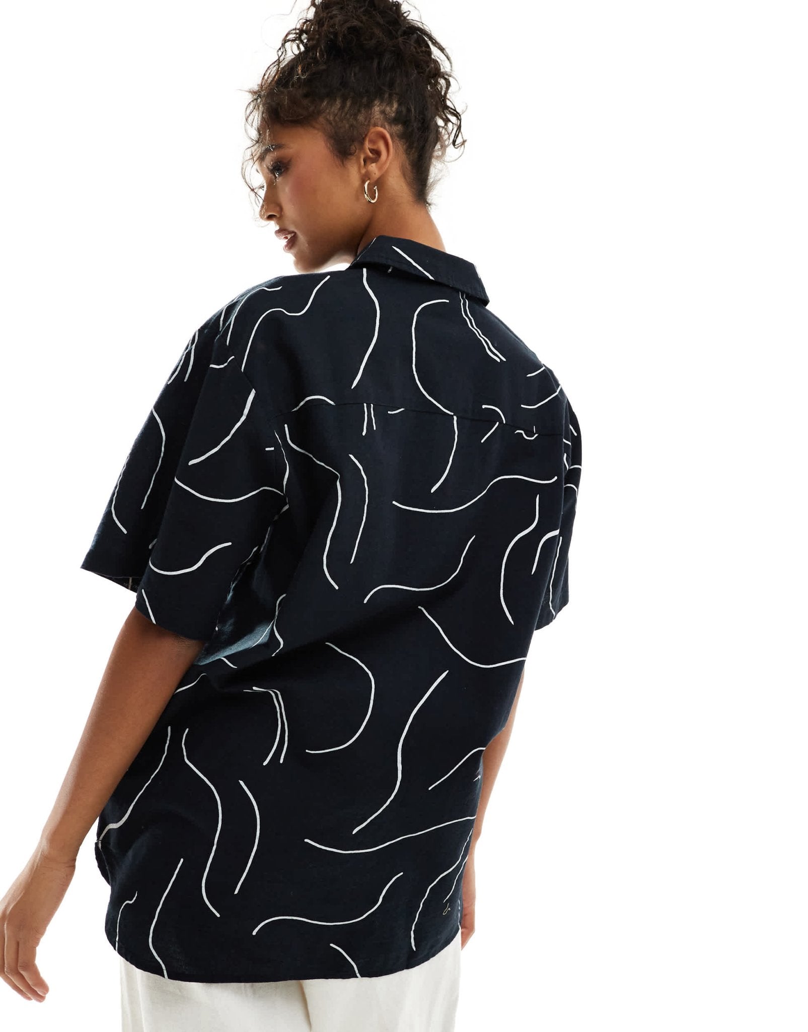 ASOS DESIGN oversized shirt with linen in mono print co - ord - ASOS Sample Sale EU Store
