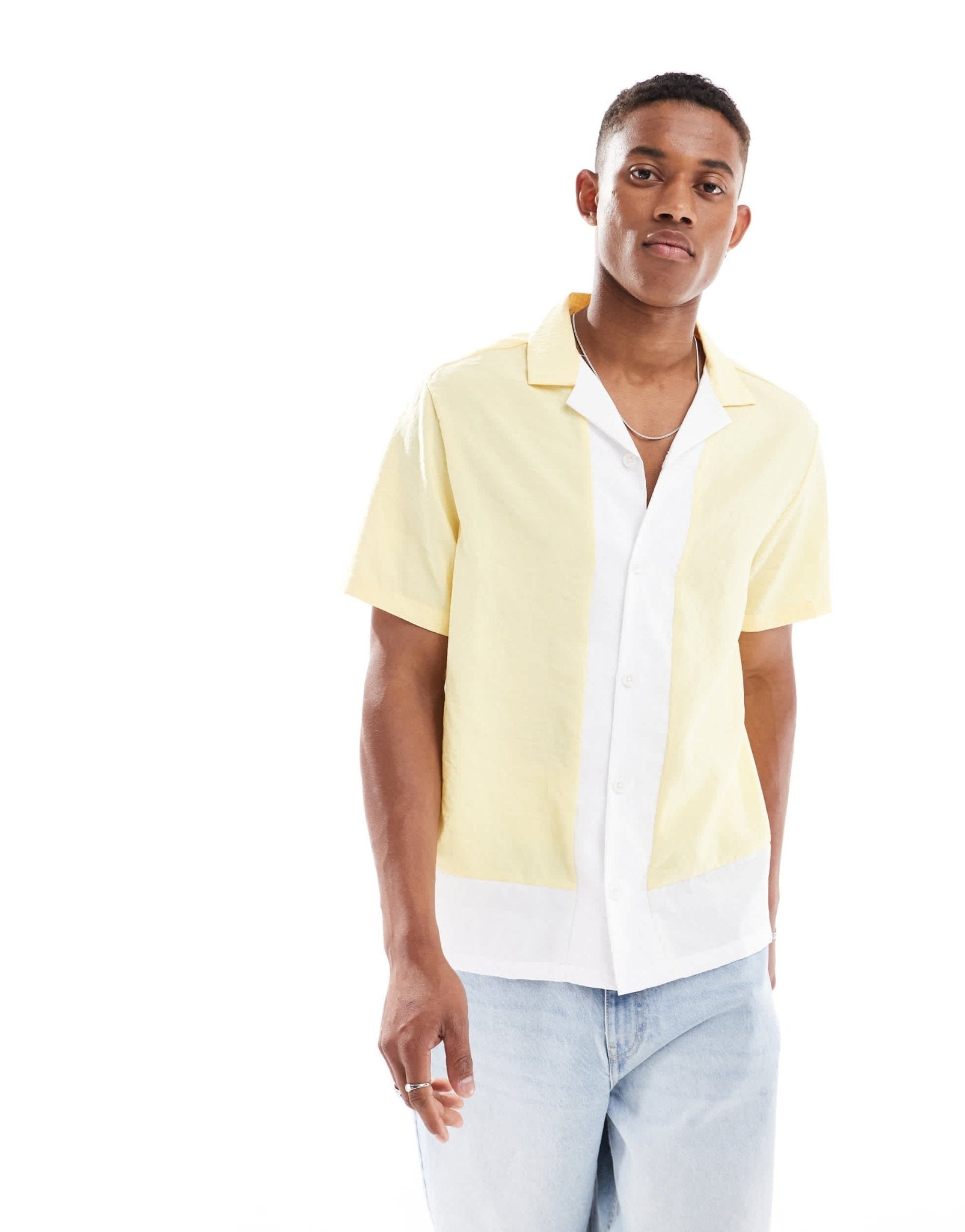 ASOS DESIGN oversized shirt with revere collar in pale yellow - ASOS Sample Sale EU Store