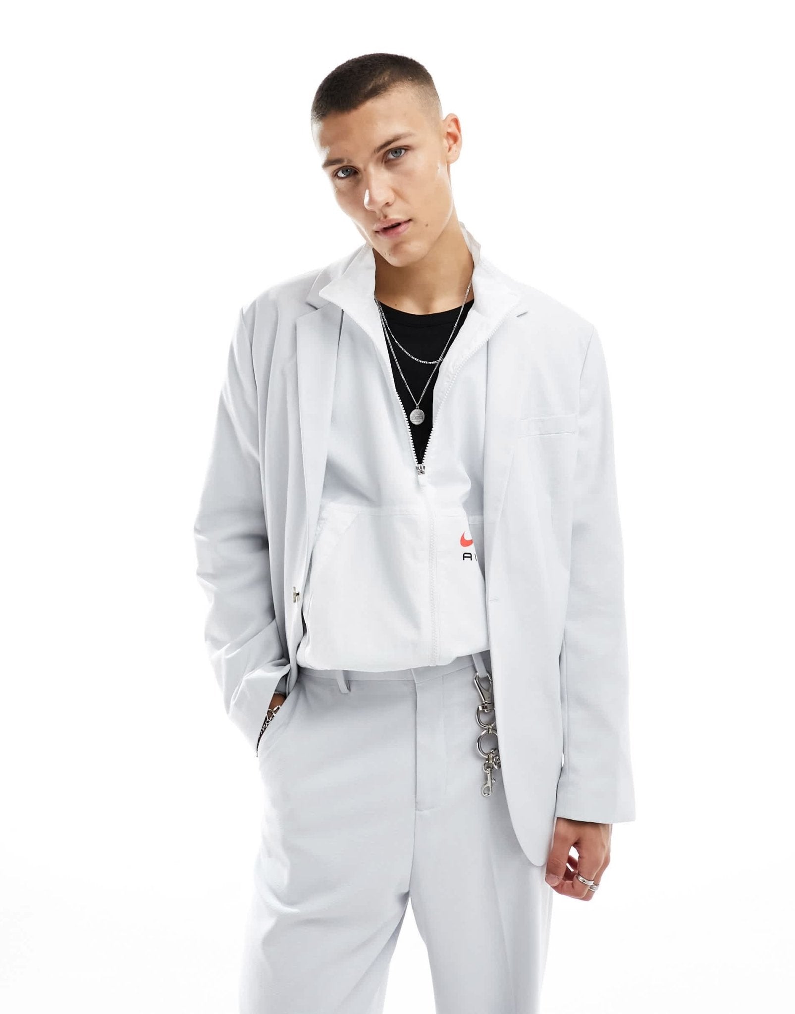 ASOS DESIGN oversized suit jacket in ice grey in micro texture - ASOS Sample Sale EU Store