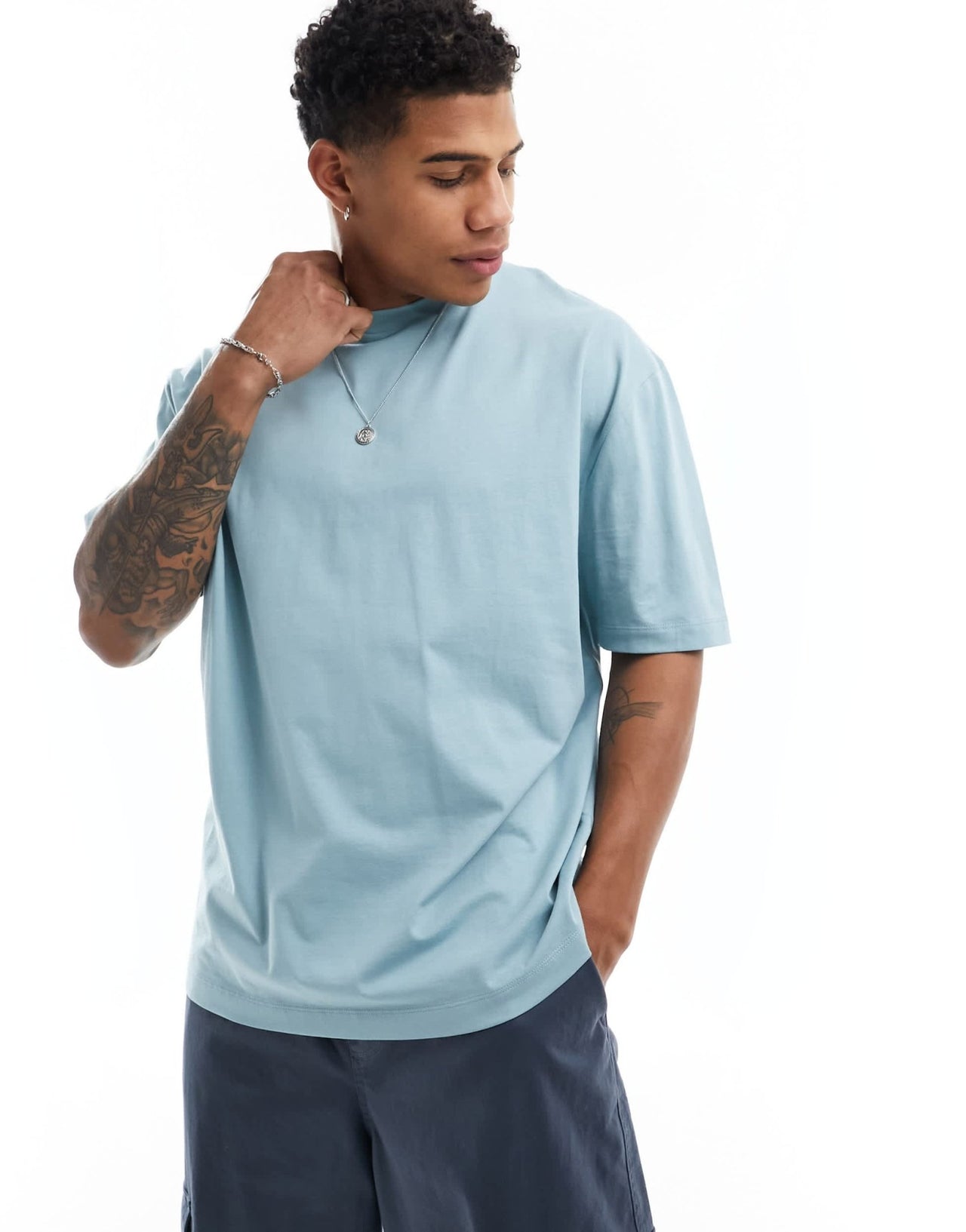 ASOS DESIGN oversized t-shirt in blue with back dumpling print - ASOS Sample Sale EU Store